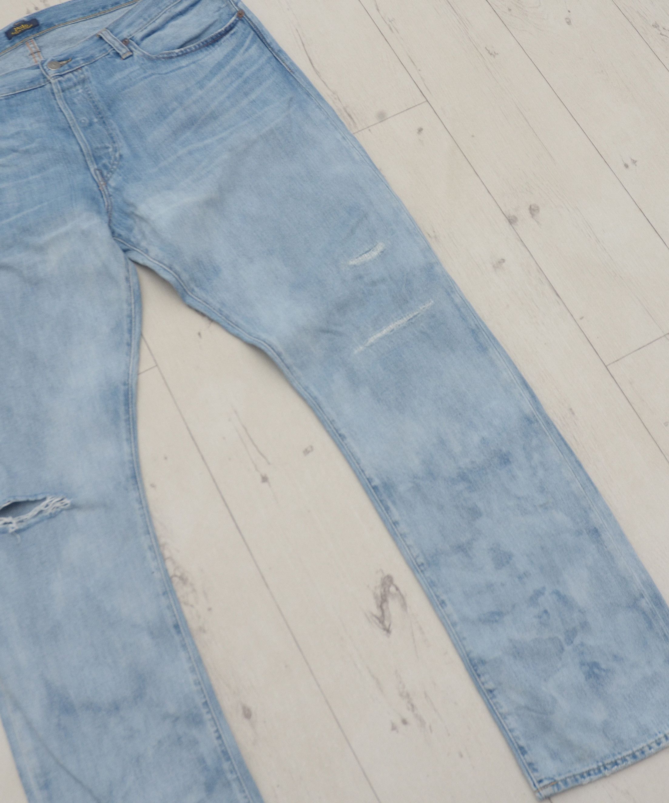 Polo Ralph Lauren × Ralph Lauren Polo Ralph Lauren Slim Distressed Wash Denim Jeans W36 L32 Size US 36 / EU 52 - 5 Thumbnail