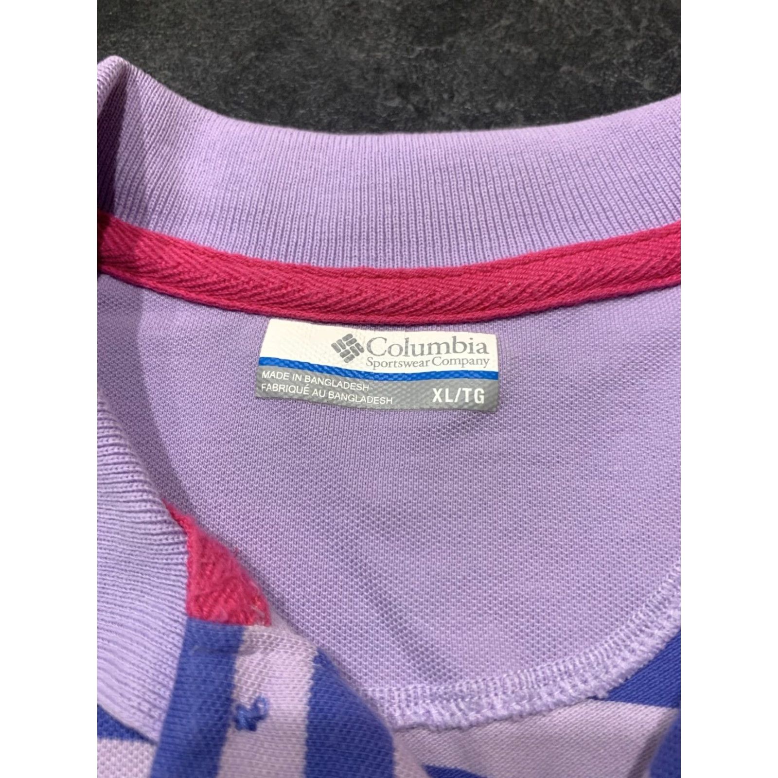 Vintage Columbia PFG Fishing Polo Shirt Mens XL Lavender Blue Striped Short Sleeve Cotton Blend Size US XL / EU 56 / 4 - 4 Thumbnail