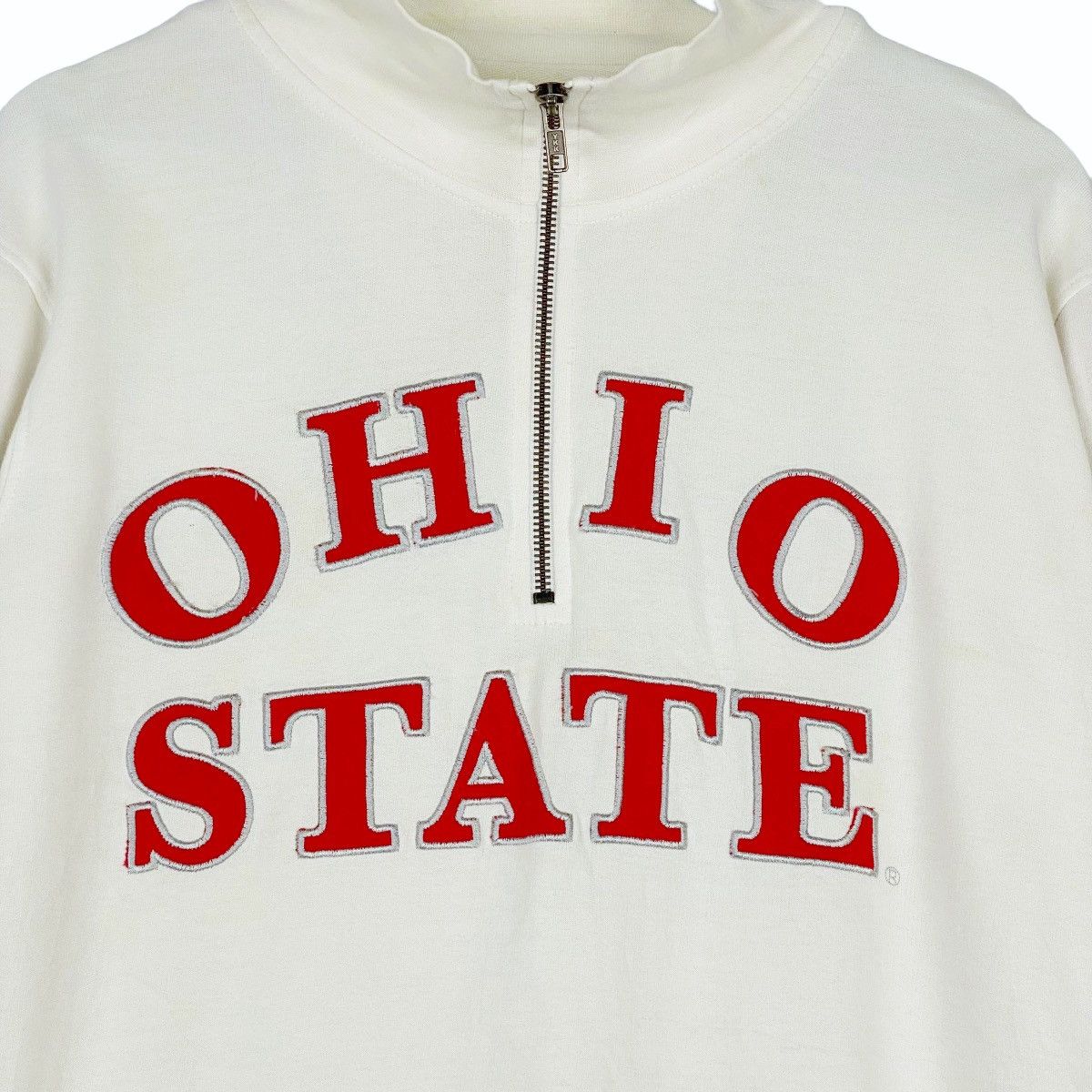 Vintage Vintage Ohio State Quater Zip Sweatshirt White Red Size US L / EU 52-54 / 3 - 2 Thumbnail