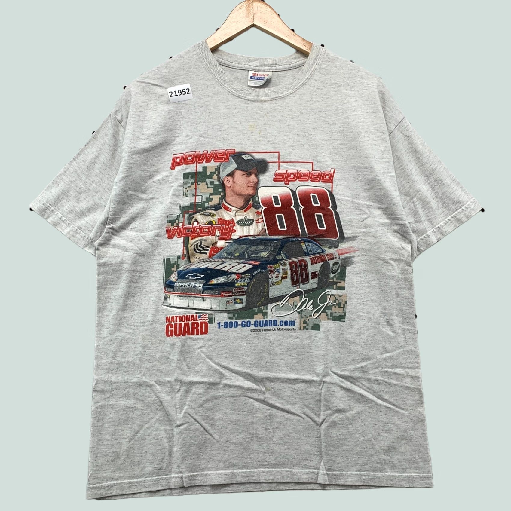 Hanes VINTAGE Nascar Dale Earnhardt Jr Shirt Gray National Guards Adult Large 21x28.5 Size US L / EU 52-54 / 3 - 1 Thumbnail