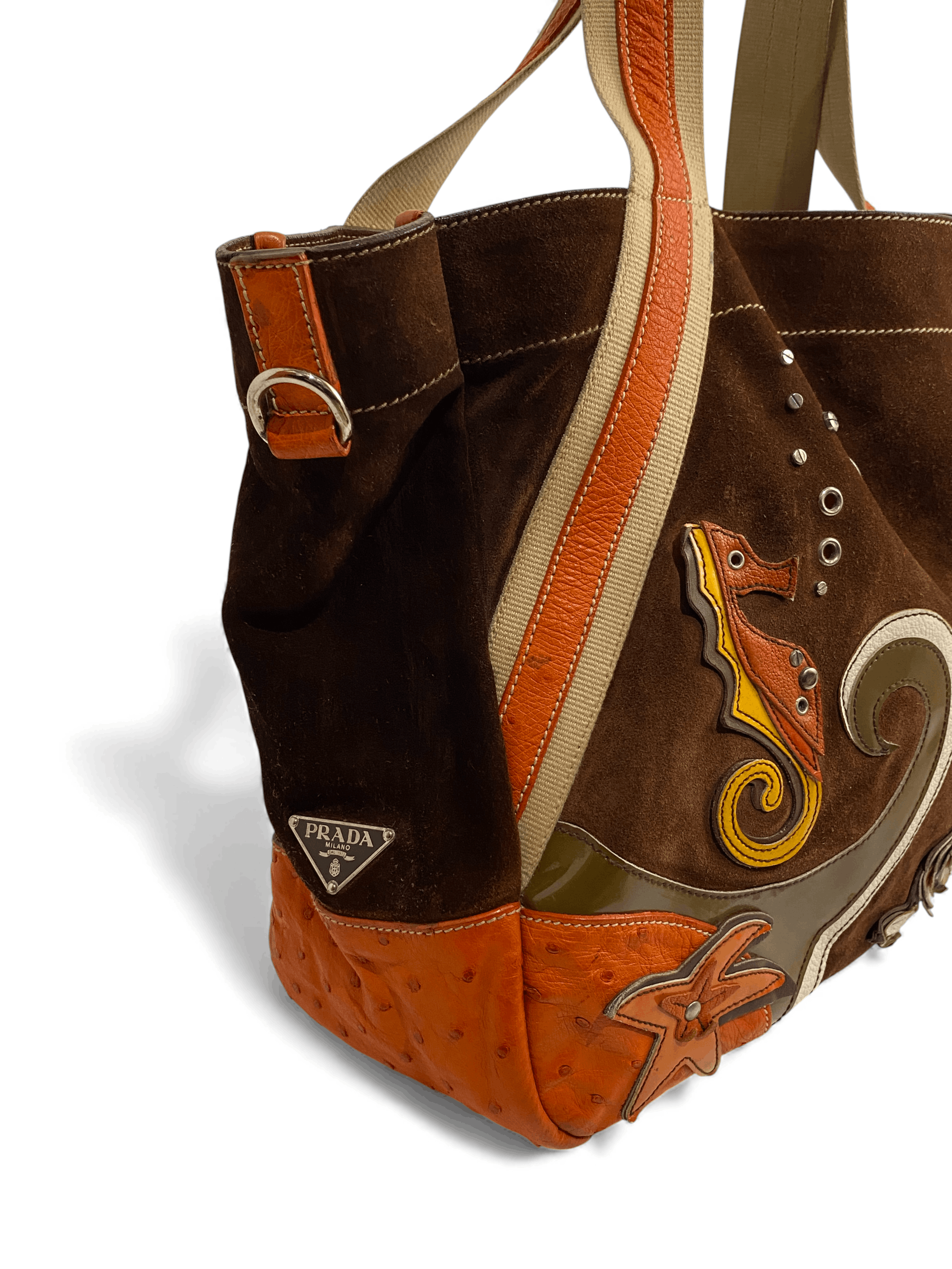 Prada Prada Canapa Triangle Logo Sea Shoulder Tote Bag Vintage Y2K Size ONE SIZE - 6 Thumbnail