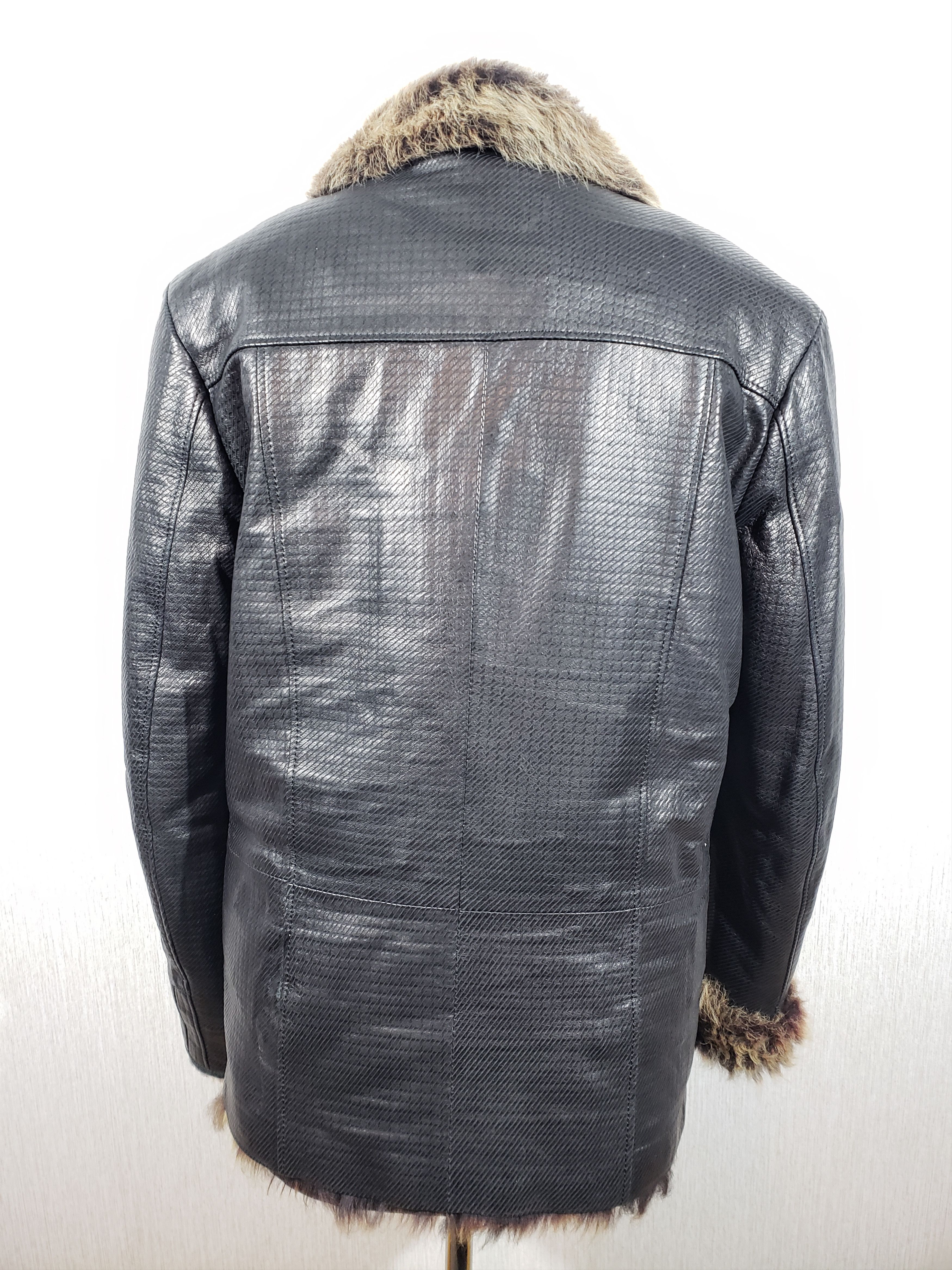 Other Stylish black men's leather jacket with warm fur. Size US M / EU 48-50 / 2 - 4 Thumbnail