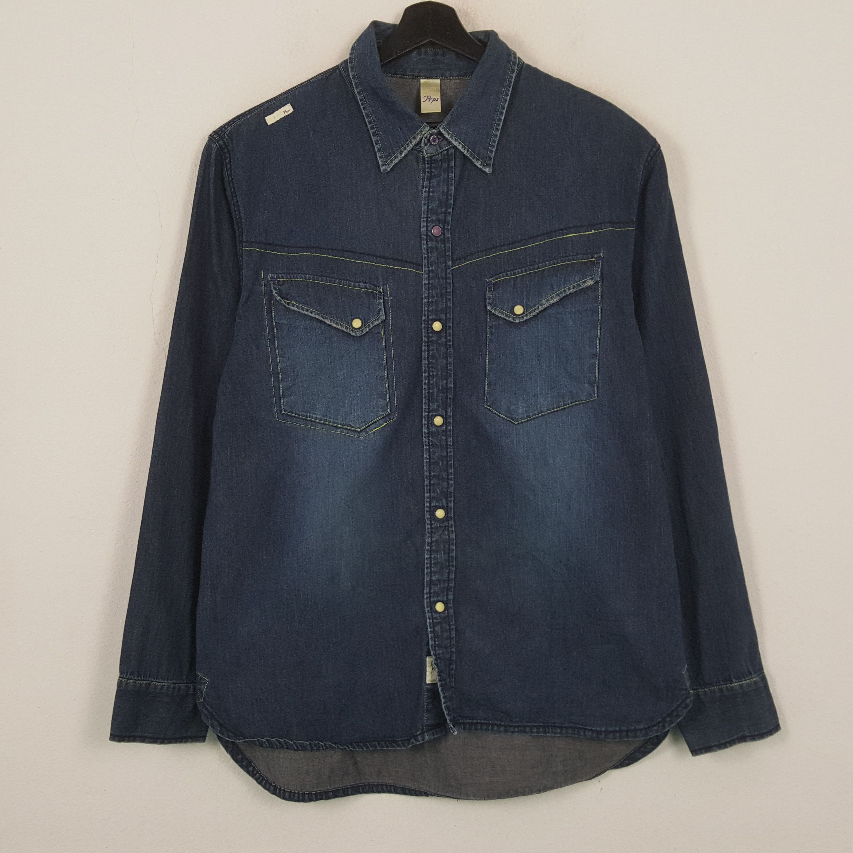 Prps Prps Fashion Style Double Pocket Denim Shirt RR8 Size US XL / EU 56 / 4 - 1 Thumbnail