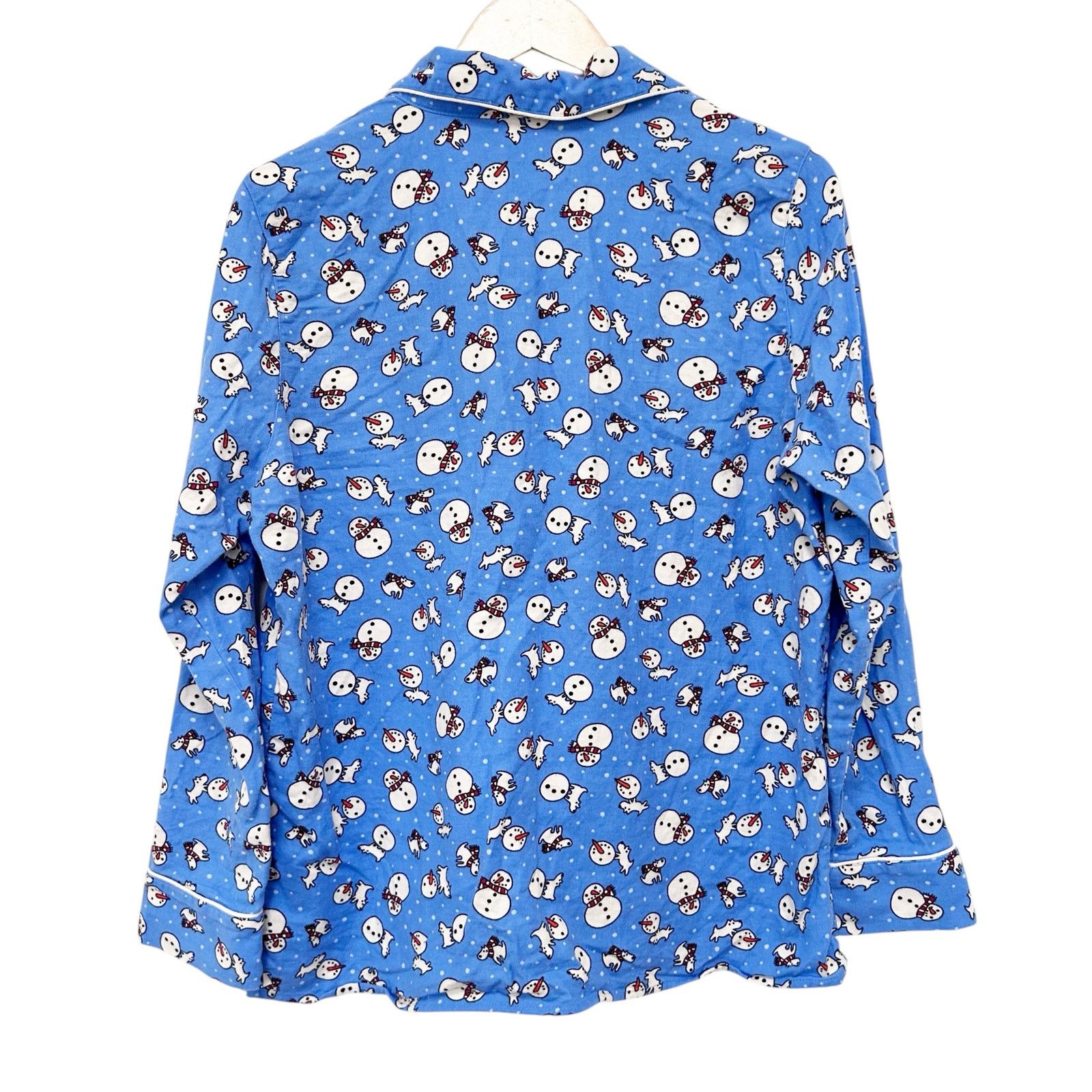 Lands' End Lands End Blue Snowman Button Down Pajama Shirt Sz M Size M / US 6-8 / IT 42-44 - 4 Thumbnail