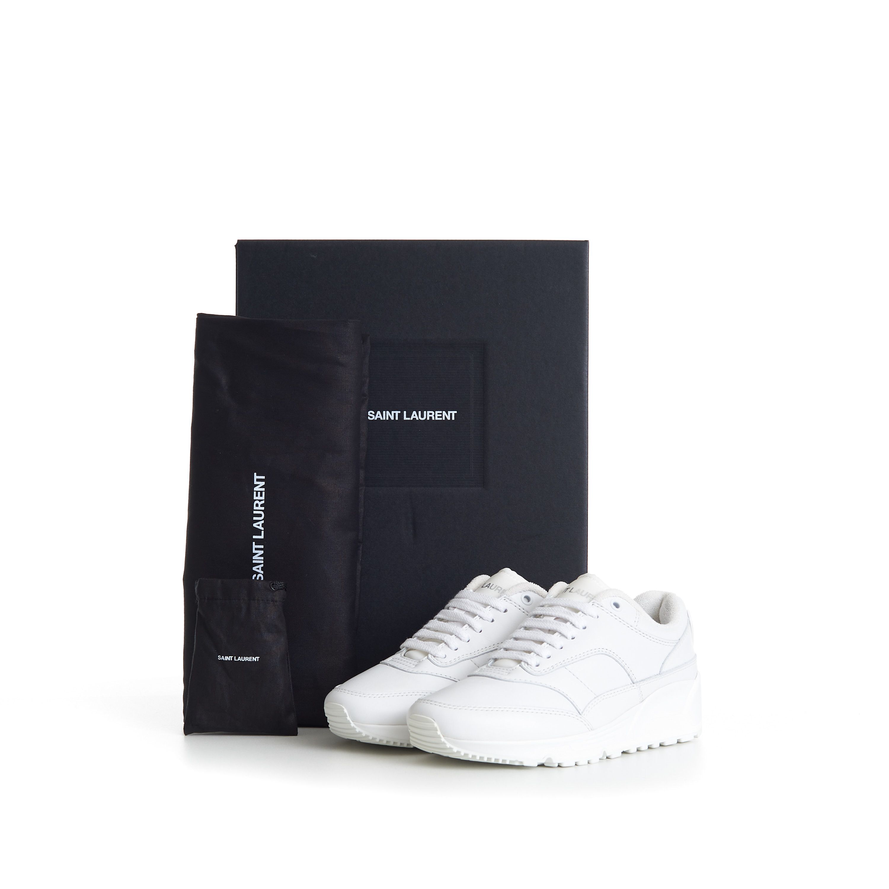 Saint Laurent Paris Women's White 'Bump' Low-top Sneakers - Smooth Leather Size US 10 / IT 40 - 12 Thumbnail