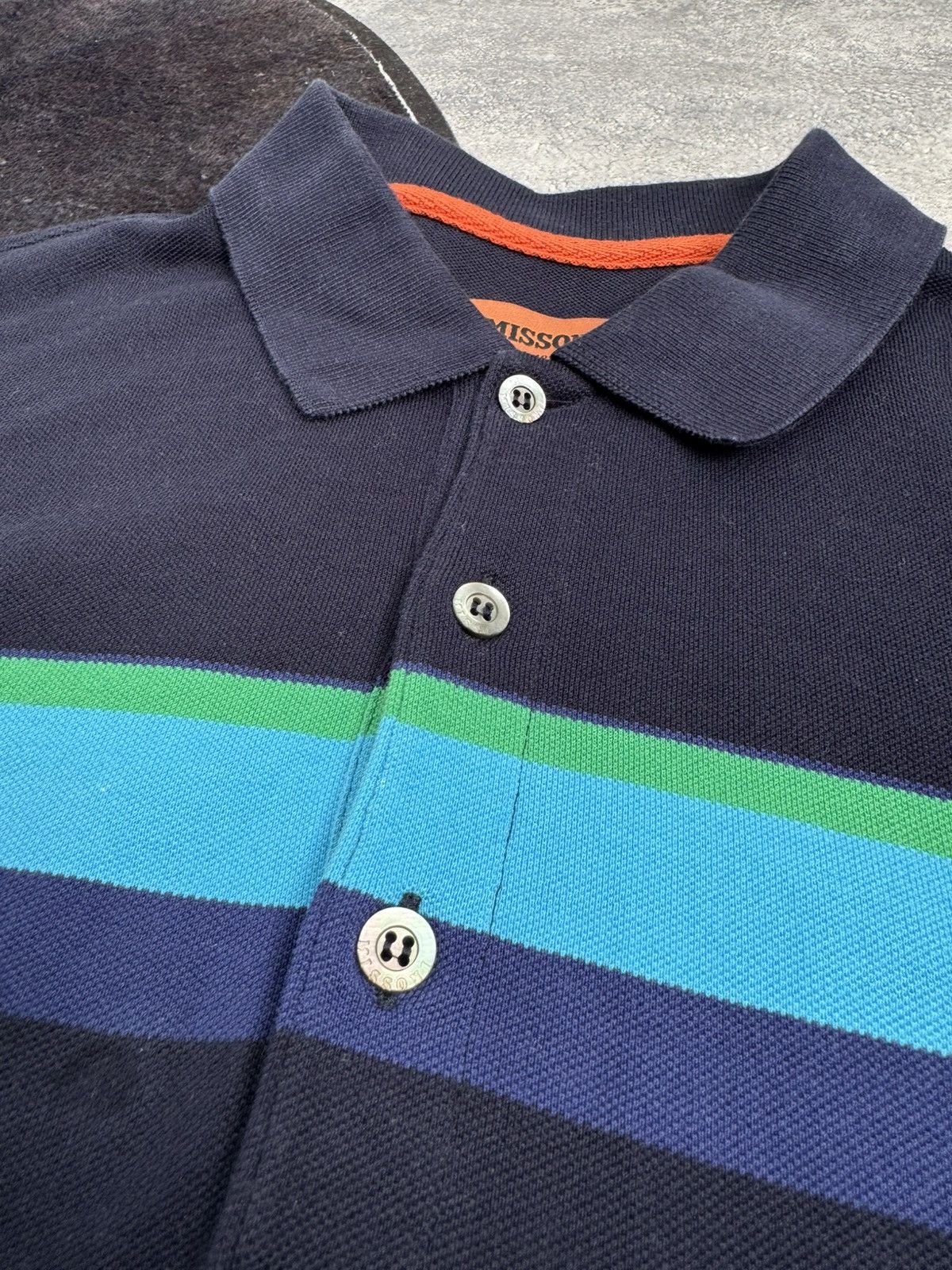 Missoni Missoni Italy Luxury Striped Long Sleeve Navy/ Green/Blue Size US S / EU 44-46 / 1 - 6 Thumbnail