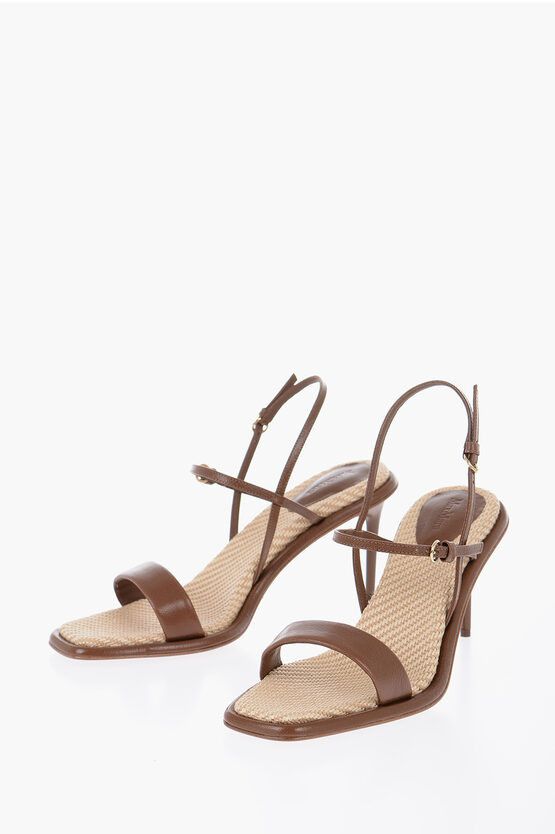 image of Max Mara Leather Sandals With Strap Heel Shoes 8 Cm in Brown, Women's (Size 9)