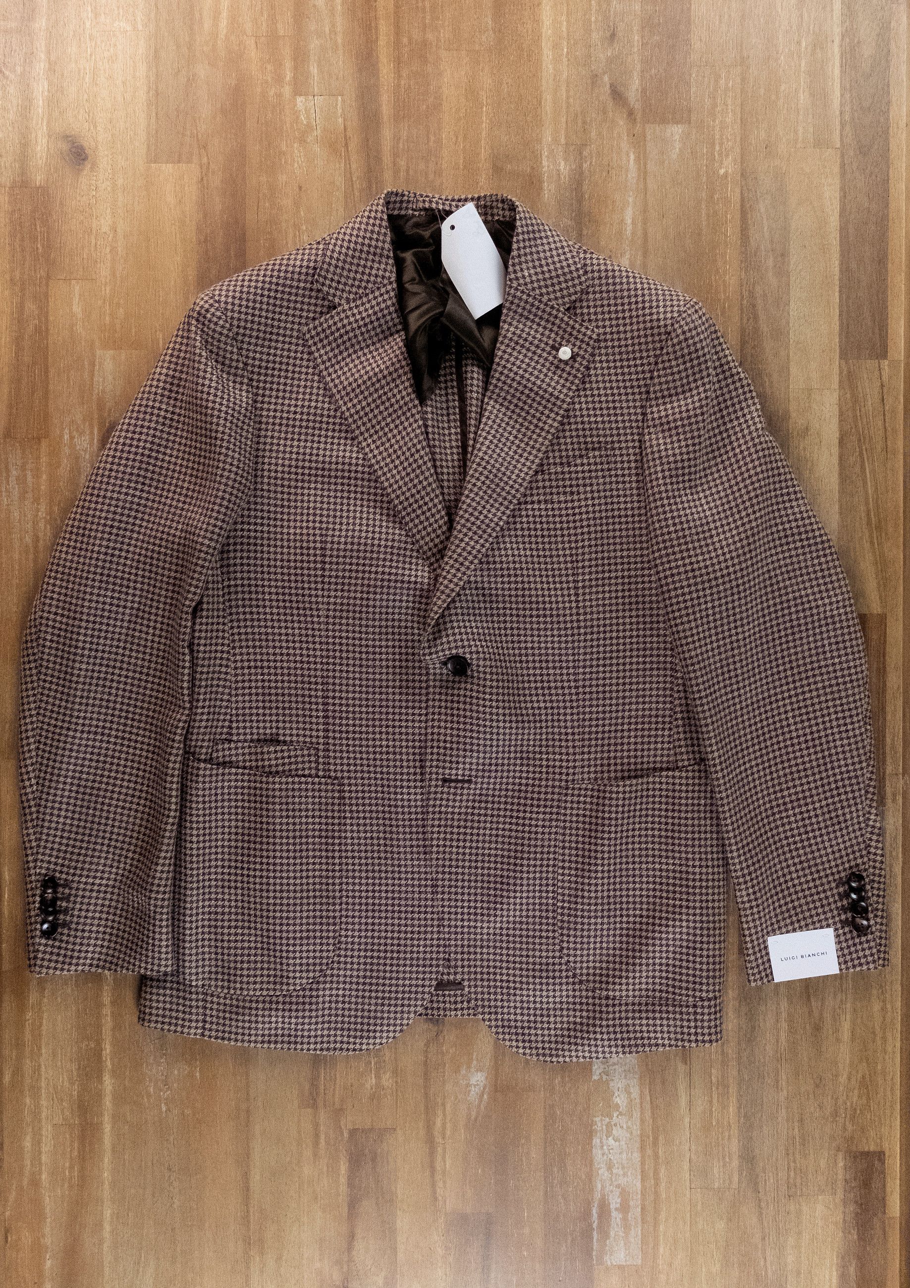 Luigi Bianchi LUIGI BIANCHI brown wool silk linen houndstooth sportcoat Size 40R - 3 Thumbnail