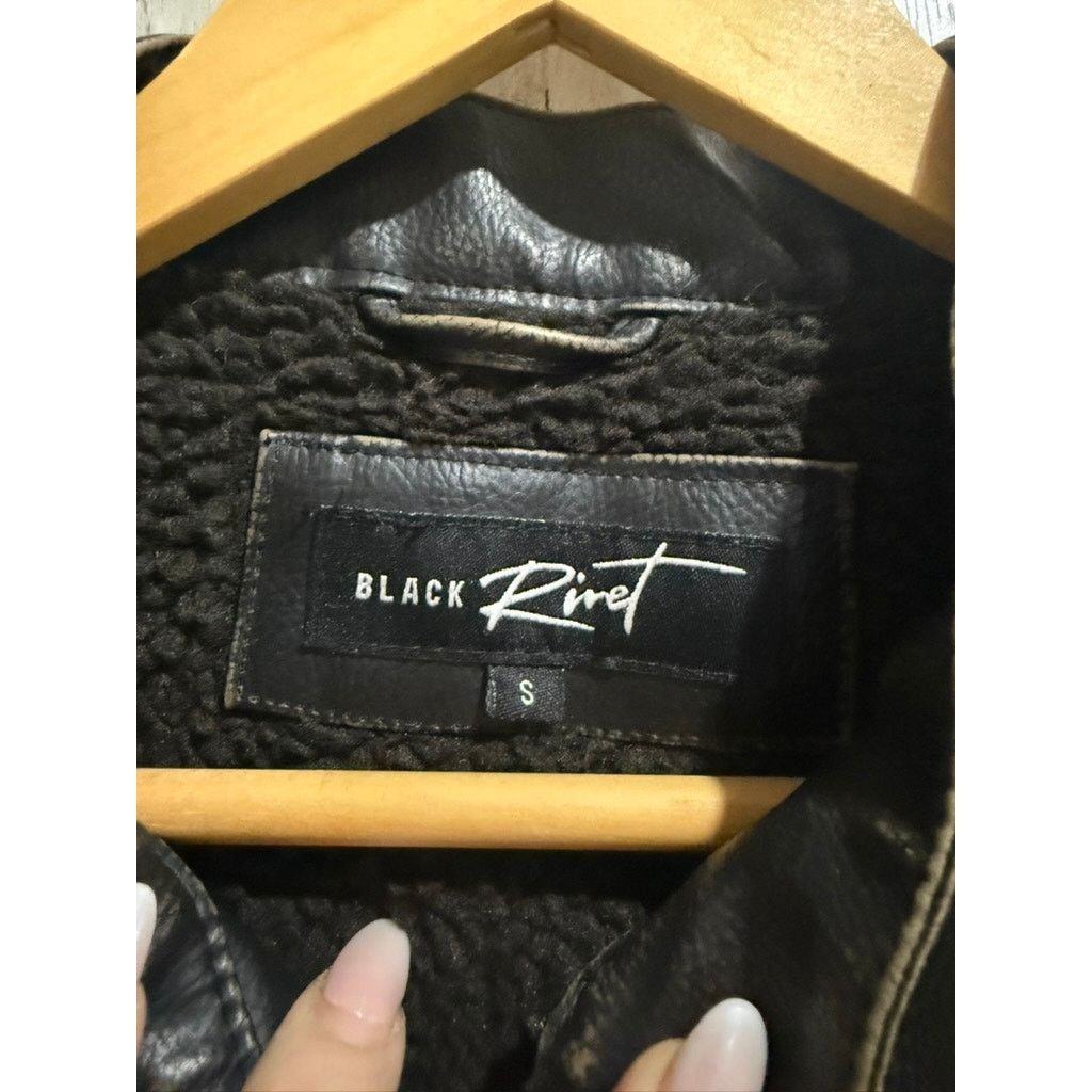 Black Rivet Black Rivet Men's Black Motorcycle Jacket Size Small Leather Size US S / EU 44-46 / 1 - 3 Thumbnail
