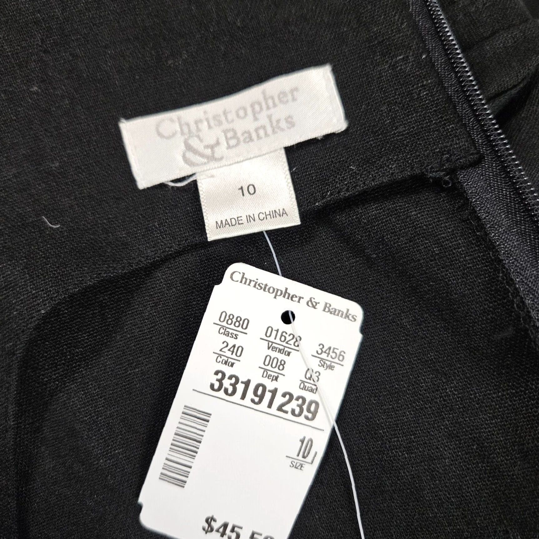 Vintage Christopher & Banks Womens Dress Solid Black Linen Sleeveless Midi A-Line 10 Width 18.5 Length 45 Mens? Size L / US 10 / IT 46 - 6 Thumbnail