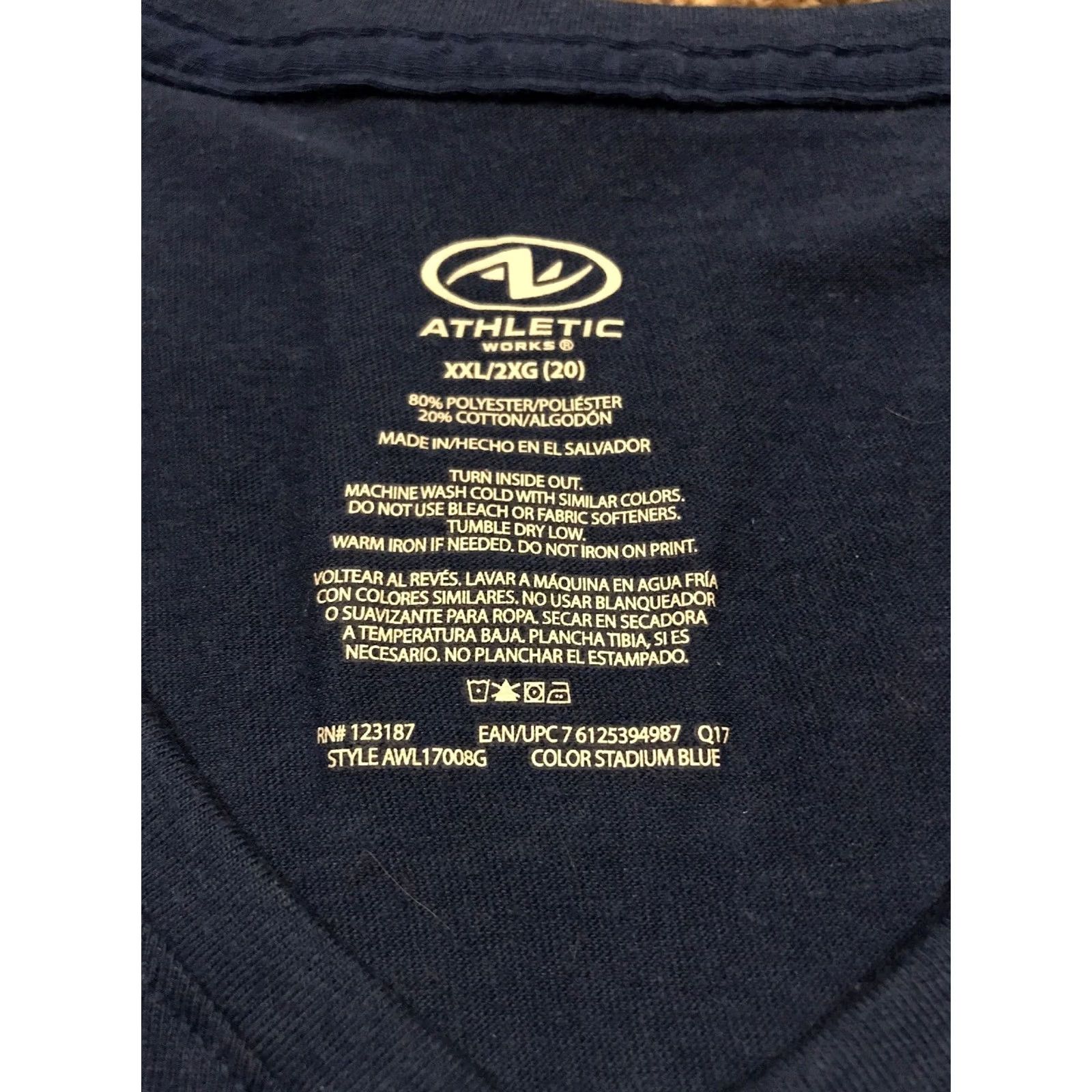 Athletic Works Athletic Works T-Shirt Womens 2XL Blue Short Sleeve V-Neck Polyester Blend Lightweight Cross Training Regular Fit Basic Activewear Shirt Size XXL / US 16-18 / IT 52-54 - 3 Thumbnail