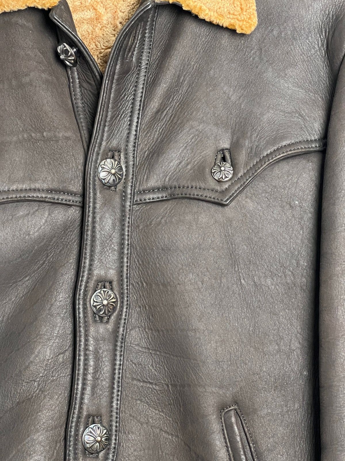 Chrome Hearts Brown Shearling Leather Flight Jacket Size US S / EU 44-46 / 1 - 4 Thumbnail