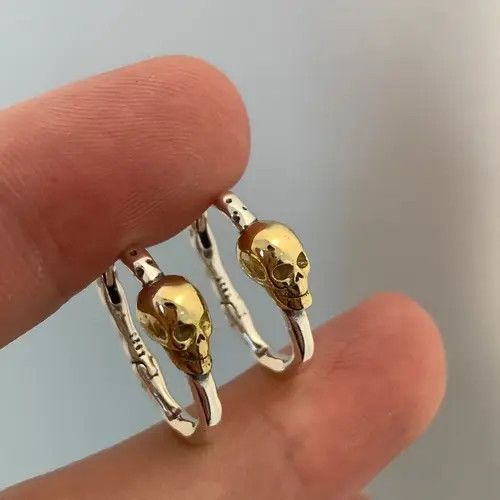 VIBE Golden Skull Head Hoop Earring Size ONE SIZE - 2 Thumbnail