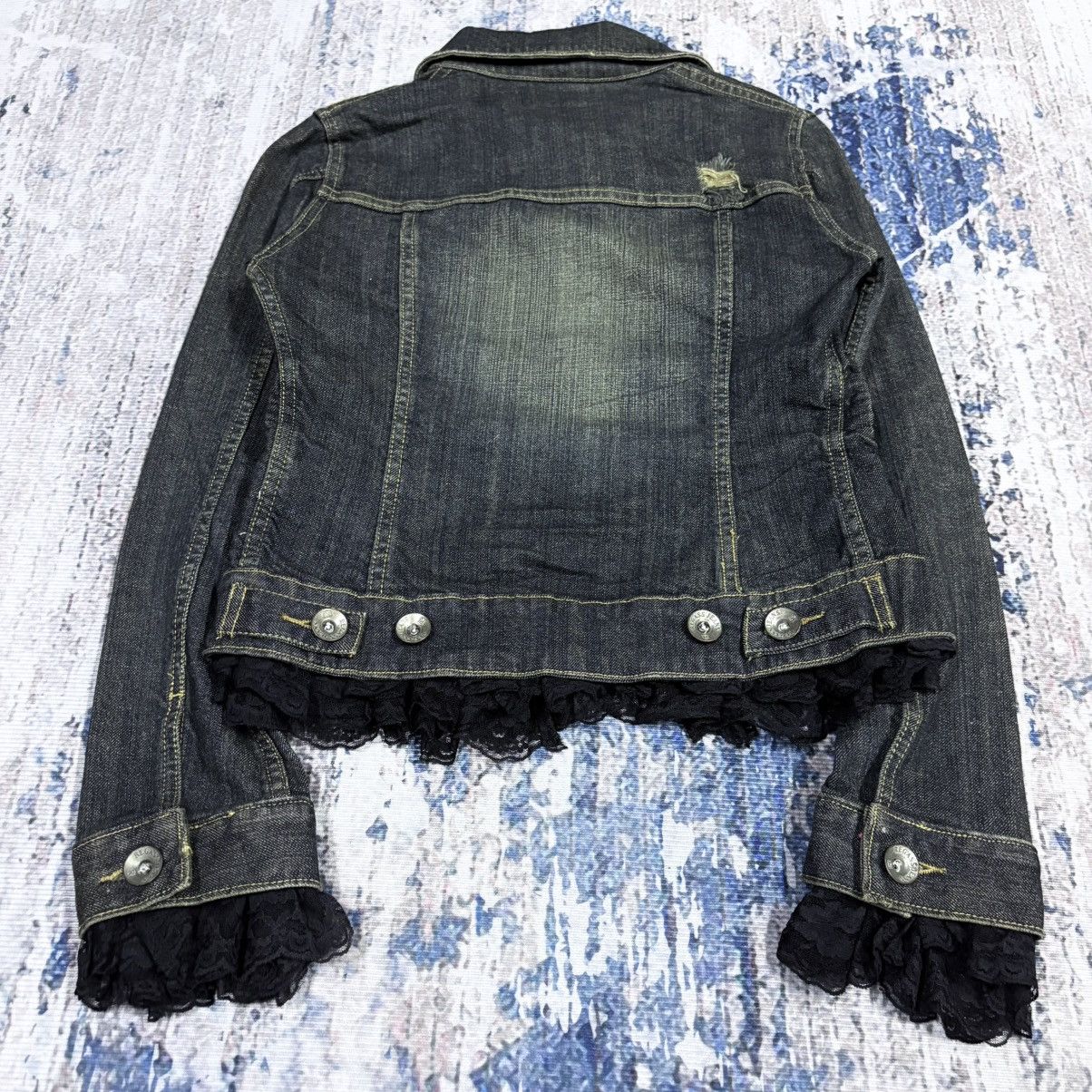 REGASS WOMEN TYPE 2 DENIM DISTRESSED FADED PUNK STYLE JACKET