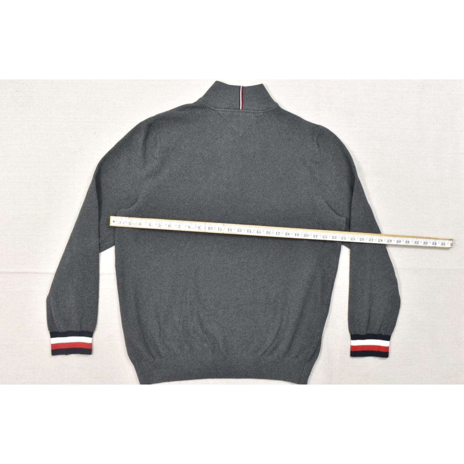 Tommy Hilfiger Tommy Hilfiger Men's XXL Gray Cotton Knit Pullover Sweater 1/4 Zip Flag Logo Rib Size US XXL / EU 58 / 5 - 3 Thumbnail