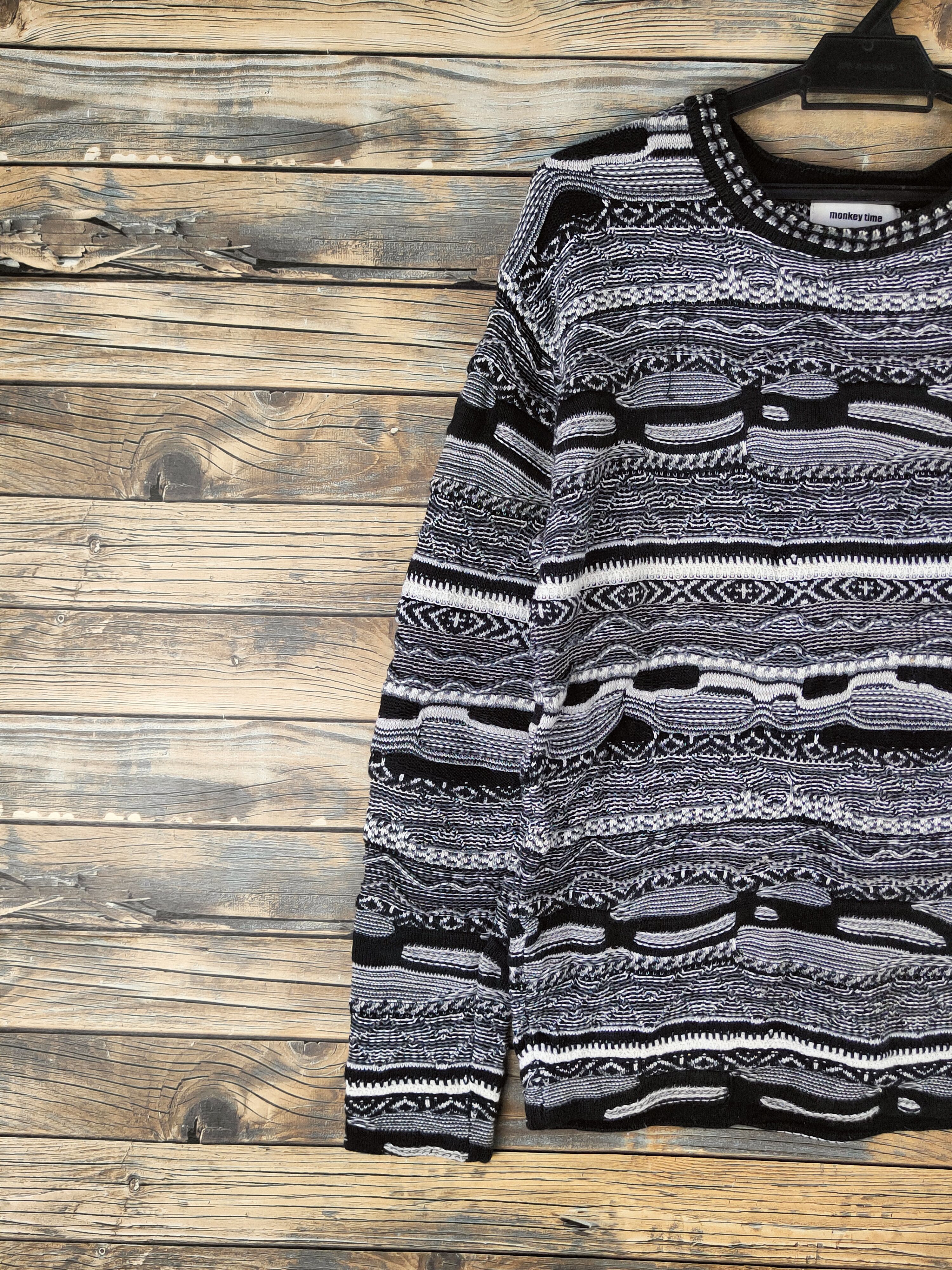 monkey time DL Monkey Time Black White Knitwear Sweatshirts #46-1014 Size M / US 6-8 / IT 42-44 - 3 Thumbnail