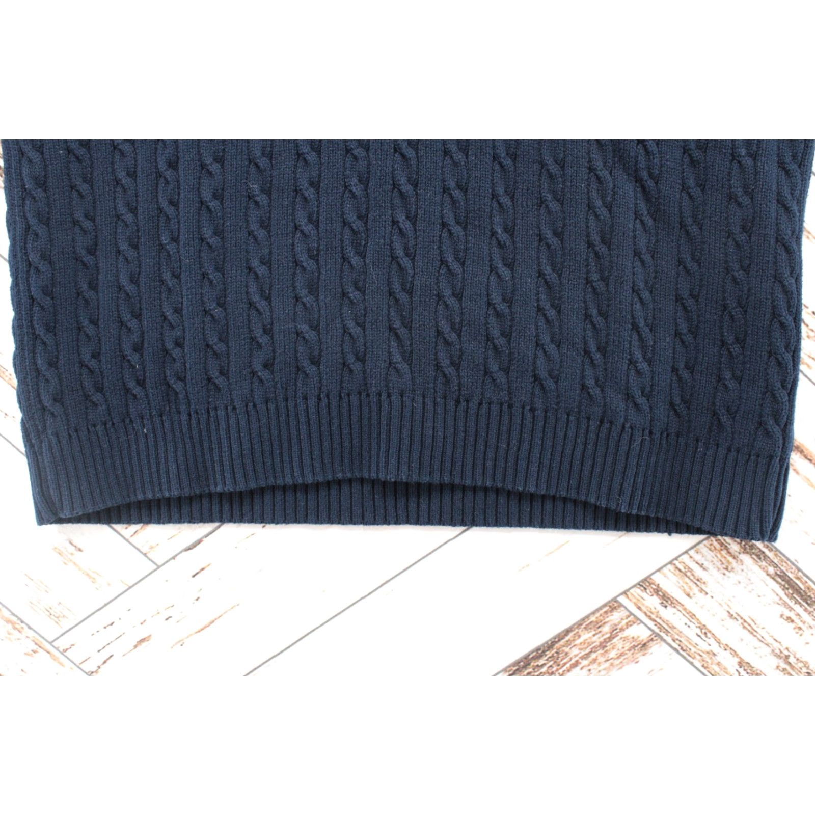 Ralph Lauren VINTAGE Lauren Ralph Lauren Sweater Women Large Blue Crest Logo 1/4 Zip Cable Knit 90s Preppy Women Size L / US 10 / IT 46 - 6 Thumbnail