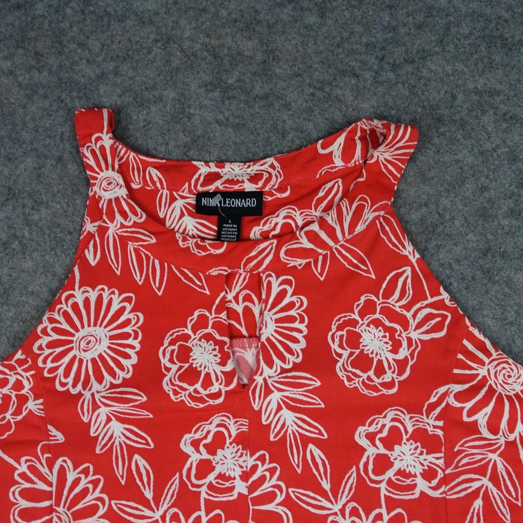 Vintage VINTAGE Nina Leonard Dress Womens L Red Floral Sleeveless Swing Tank Jersey Size L / US 10 / IT 46 - 2 Thumbnail