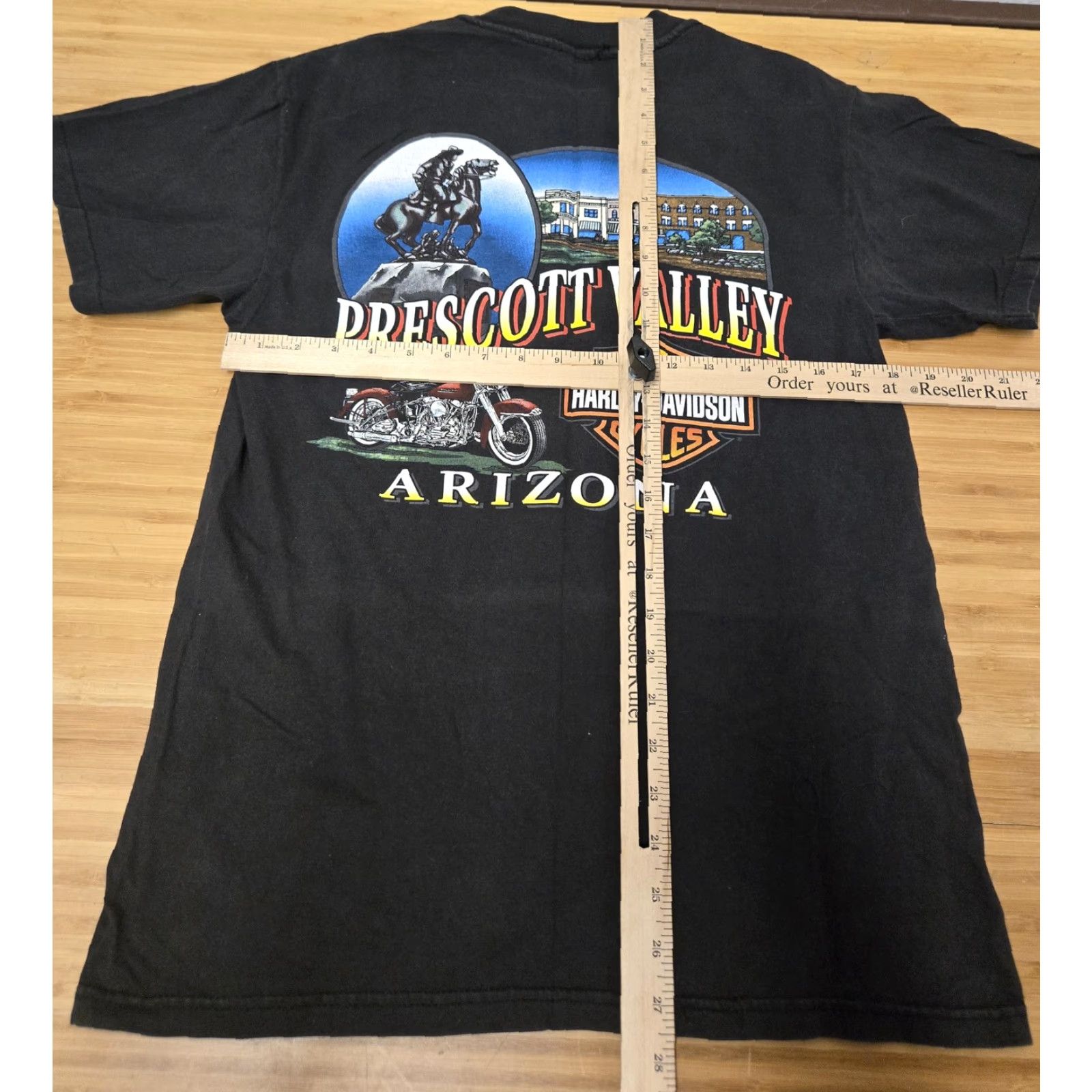 Harley Davidson VINTAGE Harley-Davidson Shirt Mens Large Black Prescott Valley Arizona 90s Motorcycle Graphic Print Crew Neck Short Sleeve Size US M / EU 48-50 / 2 - 6 Thumbnail