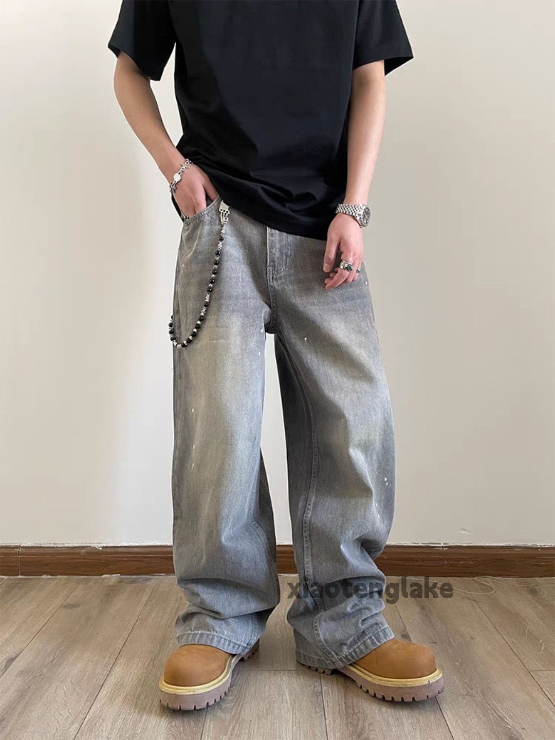 Jean × Vintage Washed faded loose baggy paint hiphop yuppie jeans Size US 32 / EU 48 - 7 Thumbnail
