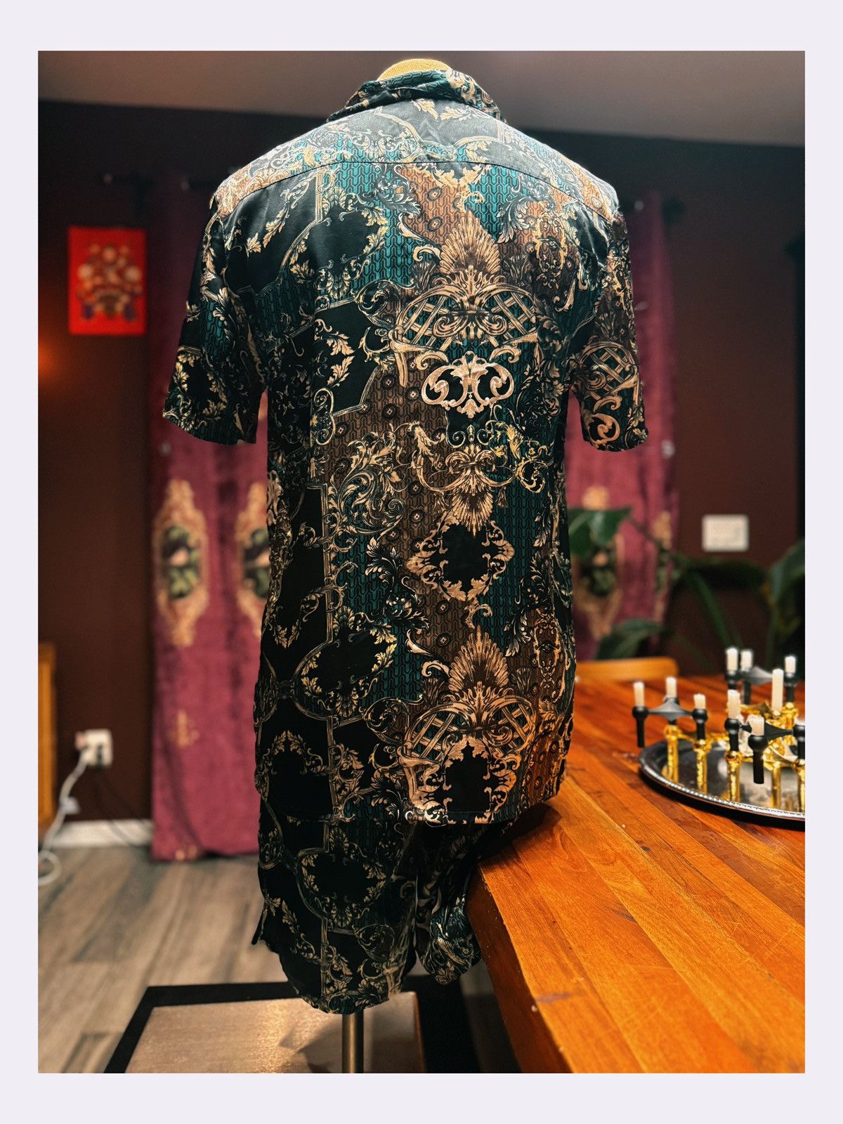 River Island Baroque Satin Pajama Set – Short Sleeve Top & Shorts Size US M / EU 48-50 / 2 - 6 Thumbnail