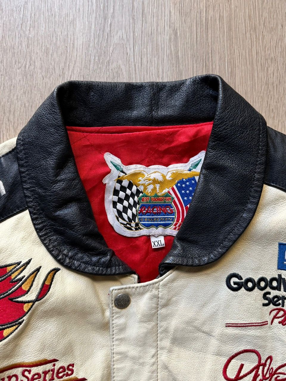 Jeff Hamilton Vintage 90s Jeff Hamilton Goodwrench Nascar Leather Jacket Size US XXL / EU 58 / 5 - 7 Thumbnail