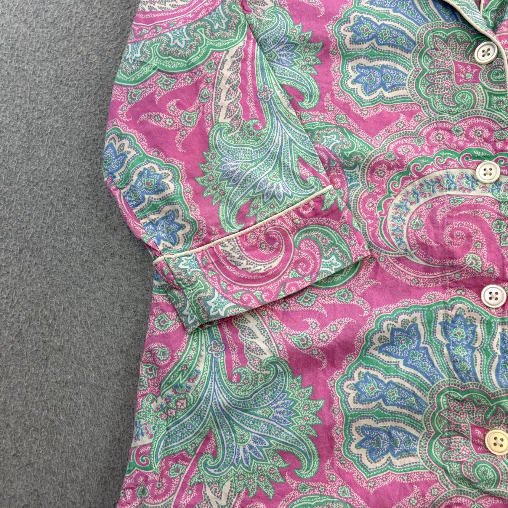 Ralph Lauren Lauren Ralph Lauren Pajama Top Womens Medium Pink Paisley 3/4 Sleeve Button Front Embroidered Monogram Cute Size M / US 6-8 / IT 42-44 - 7 Thumbnail