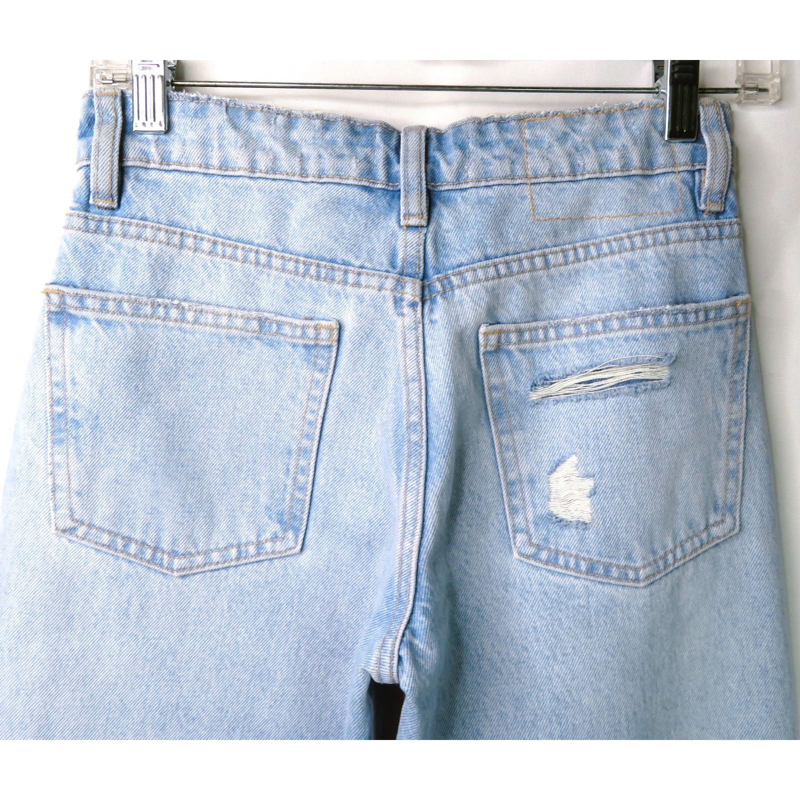 Zara New ZARA Blue Denim Mid-Rise Straight Leg Distressed Jeans Size 26" / US 2 / IT 38 - 7 Thumbnail