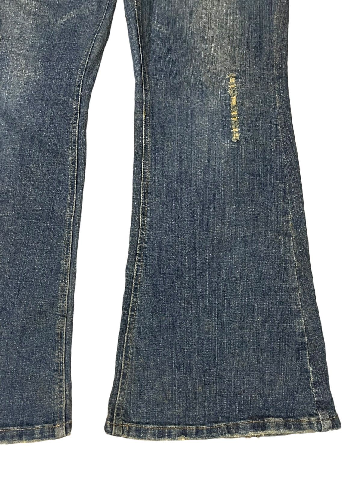 POST ARCHIVE FACTION (PAF) Vintage Japanese Bush Pants Mud Wash Distressed Flare Jeans Size US 34 / EU 50 - 6 Thumbnail