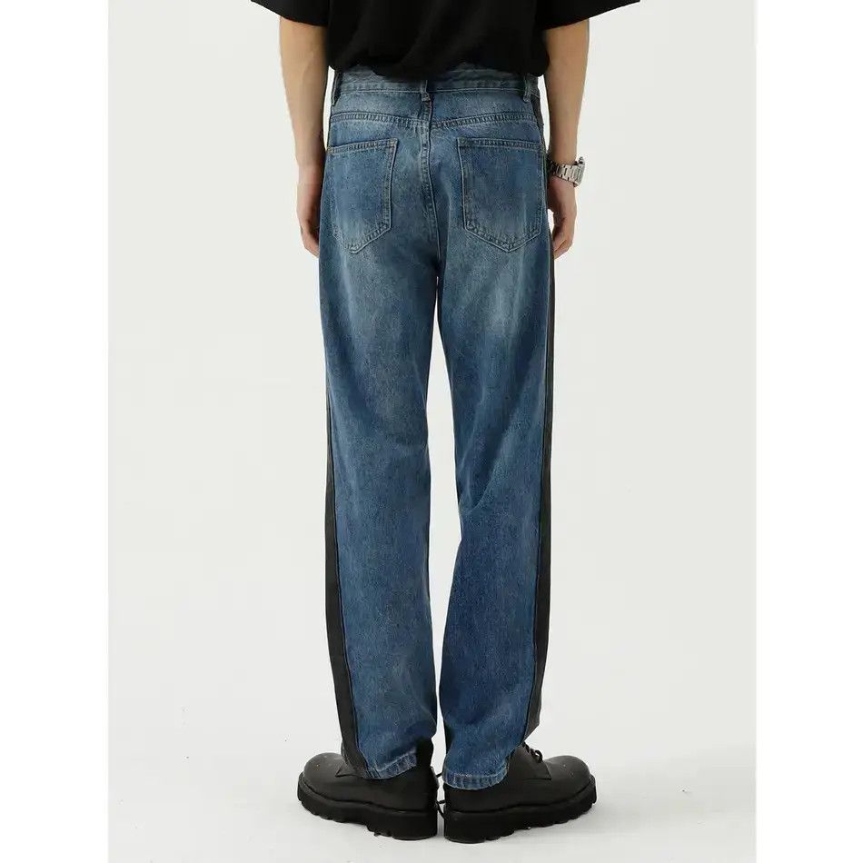 Japanese Brand Retro loose straight leg casual patchwork jeans Size US 32 / EU 48 - 2 Thumbnail
