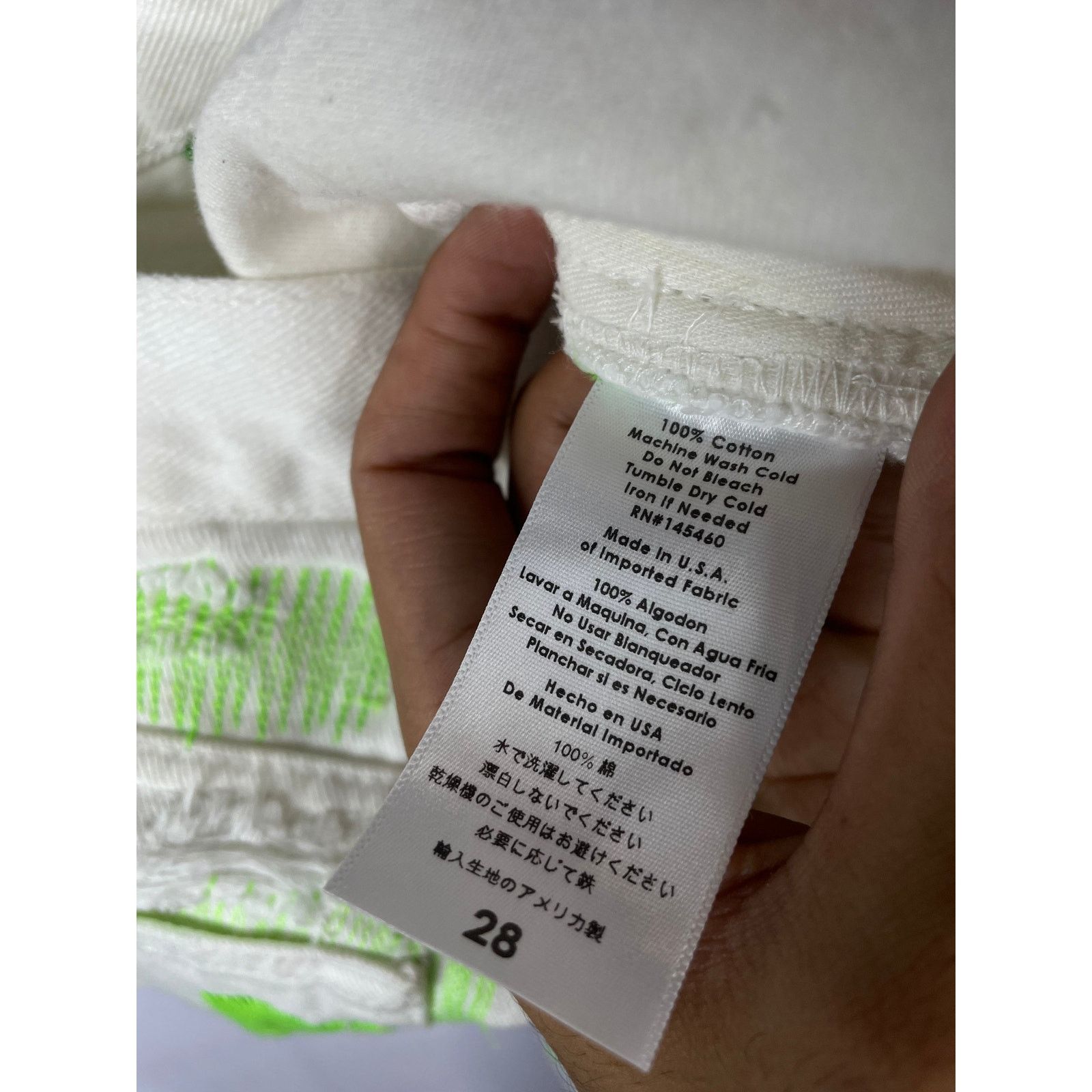 Vlone Endless Distressed White & Green Writing Jeans Size US 28 / EU 44 - 3 Thumbnail
