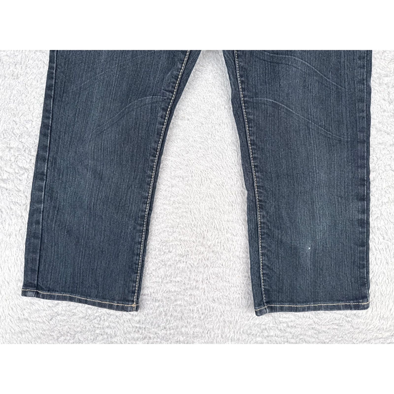 Denime Suko Jeans Women 10 Blue Denim Jean Crop Mid Rise Embellished Distressed Zipper 30x21 Bootscut Cotton Size 32" / US 10 / IT 46 - 2 Thumbnail