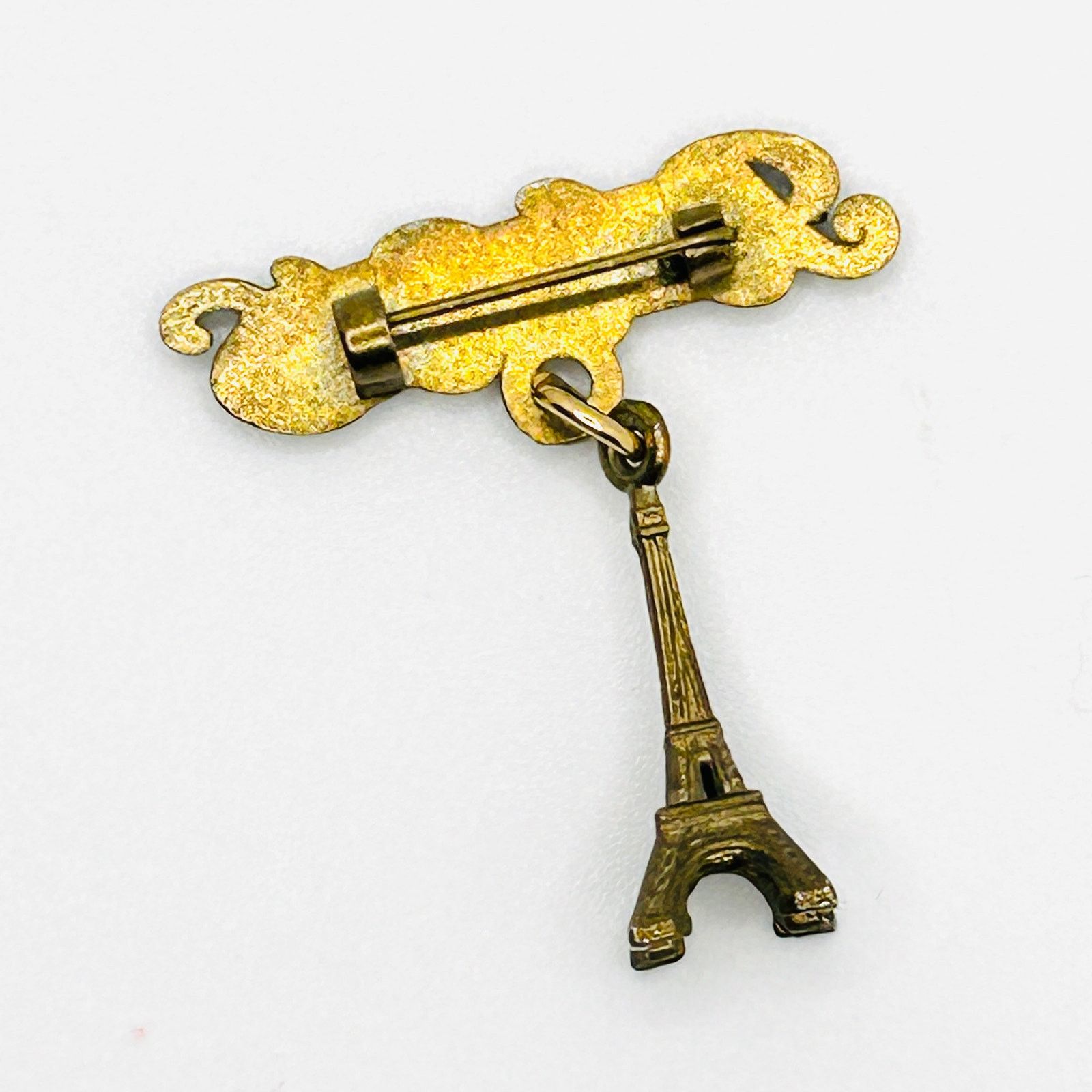 Vintage 60s Paris Eiffel Tower Gold Script Souvenir Brooch Pin Size ONE SIZE - 6 Thumbnail