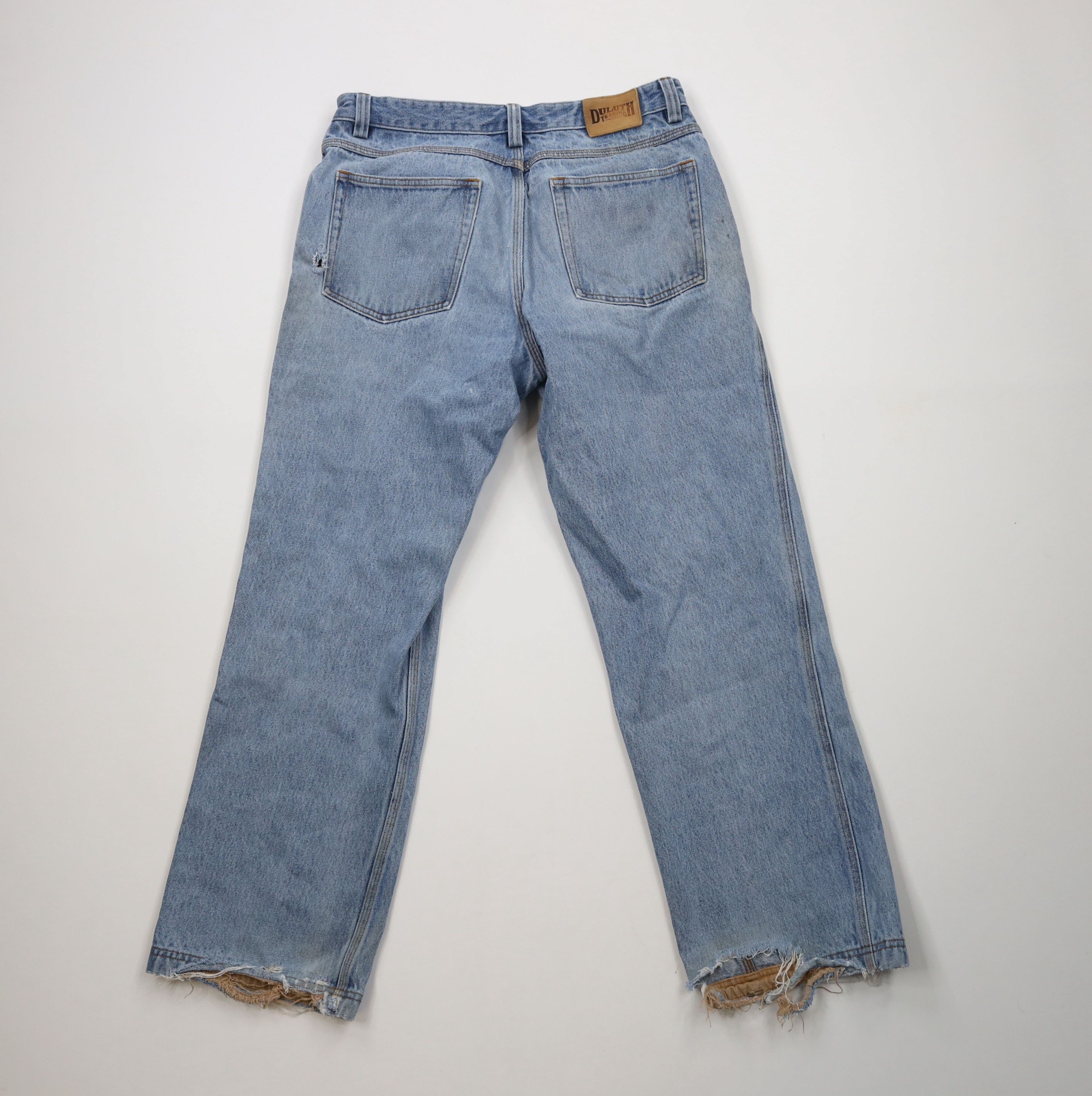 Duluth Trading Company × Vintage Duluth Trading Co Fit Thrashed Wide Leg Denim Jeans Blue Size US 35 - 11 Thumbnail