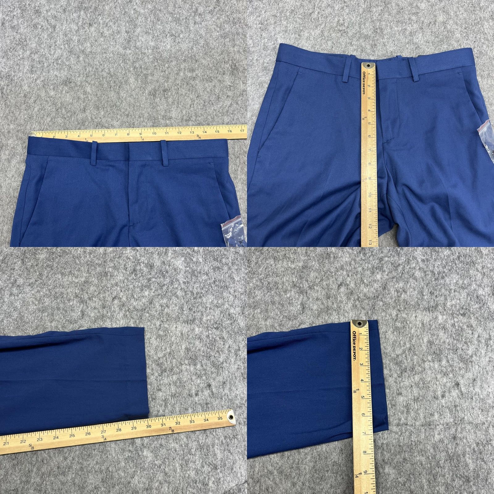 Perry Ellis Perry Ellis Dress Pants Mens 30x30 Blue Stretch Flat Front Straight Leg Workwear Office Trousers Size US 30 / EU 46 - 9 Thumbnail