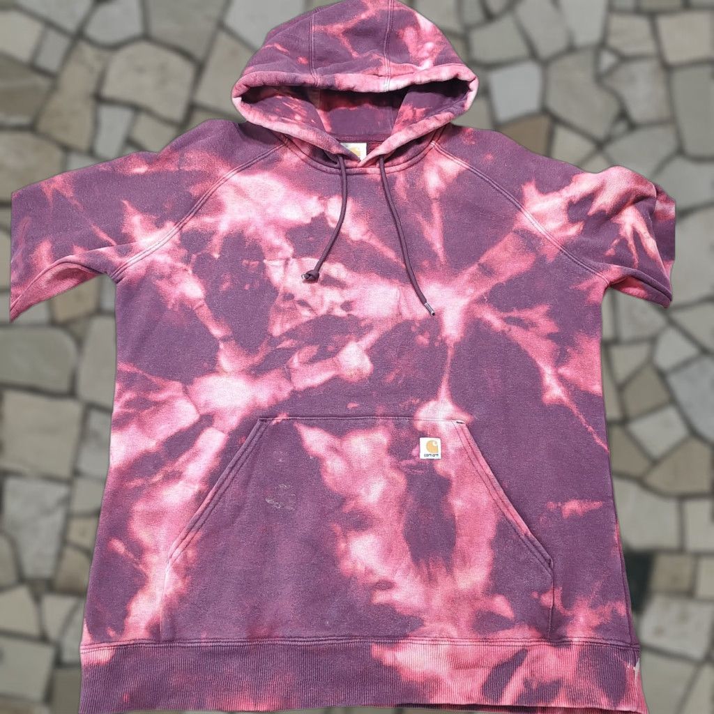 Carhartt VINTAGE Carhartt Womens S Pullover Hoodie Sweatshirt Acid Wash Tie Dye Dark Red Markings Hoodie Sweatshirt Tie-Dye Carhartt Logo Red Women’s XS? Size S / US 4 / IT 40 - 1 Thumbnail