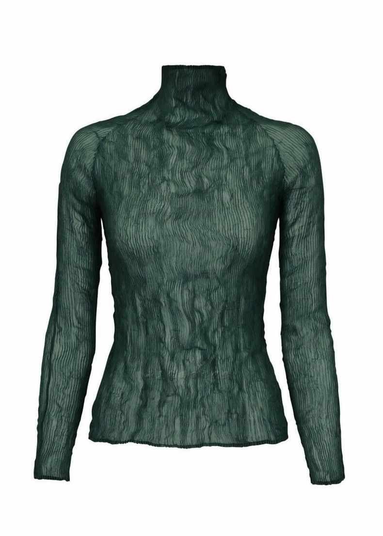 Issey Miyake Issey Miyake size:2 Green wicker pleated high-neck knitted Size XS / US 0-2 / IT 36-38 - 1 Thumbnail