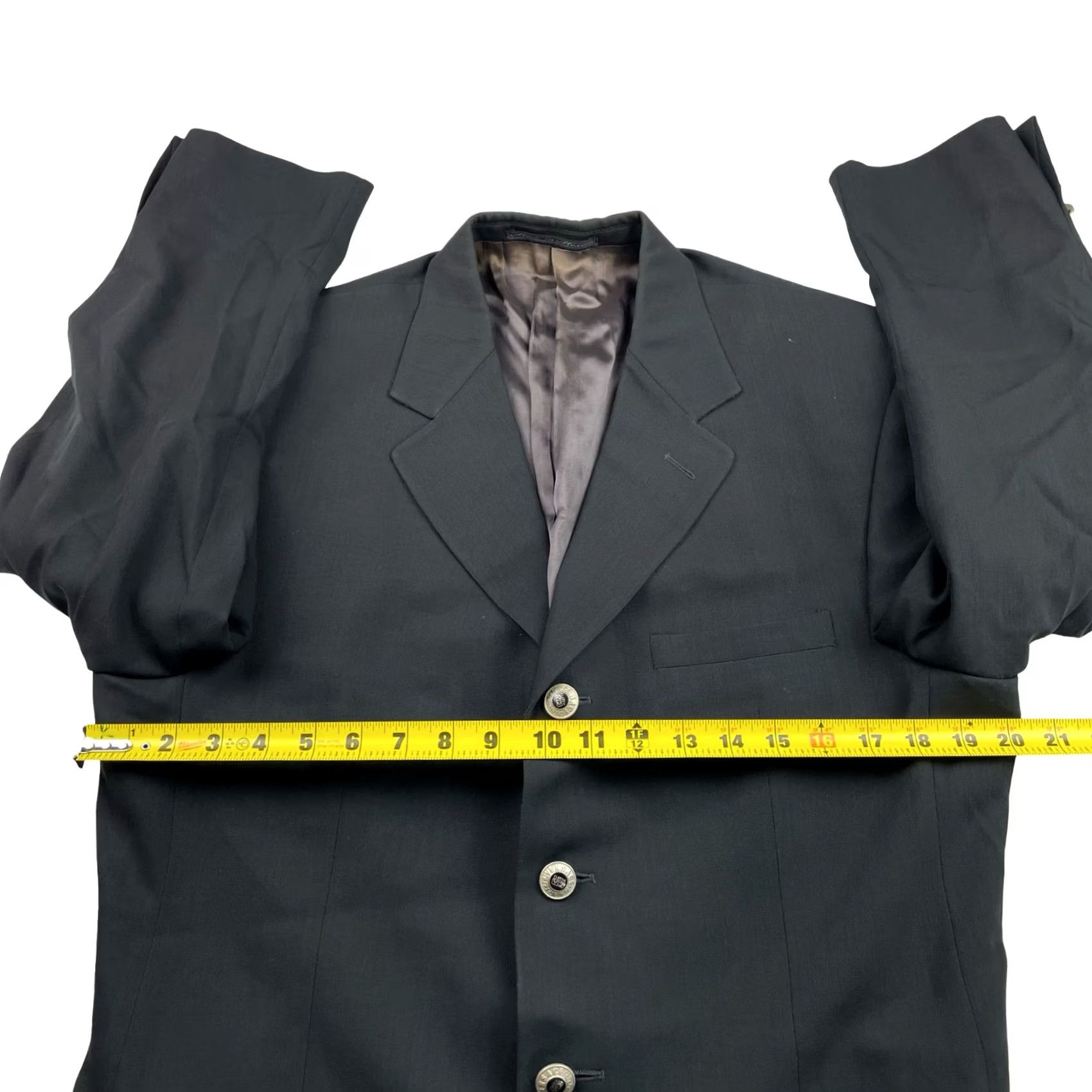 Versace VTG Gianni Versace Blazer Men’s 40 Black 100% Wool 4-Button Single-Breasted Vintage Versace Jacket/Coat Short Mens Size 40R - 6 Thumbnail
