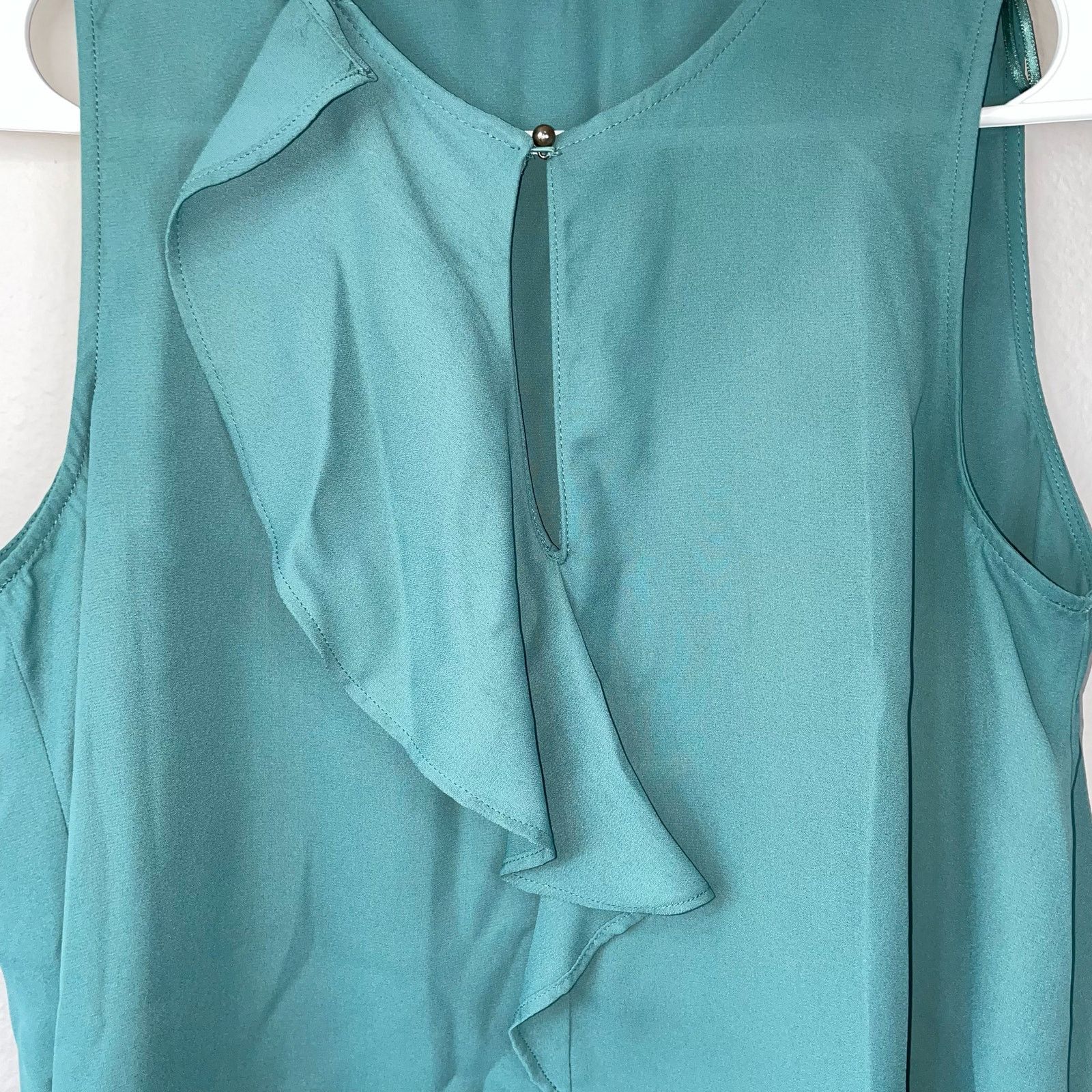 Zara Zara Basic Blue Blouse M Sleeveless Ruffle Keyhole Career Size M / US 6-8 / IT 42-44 - 2 Thumbnail