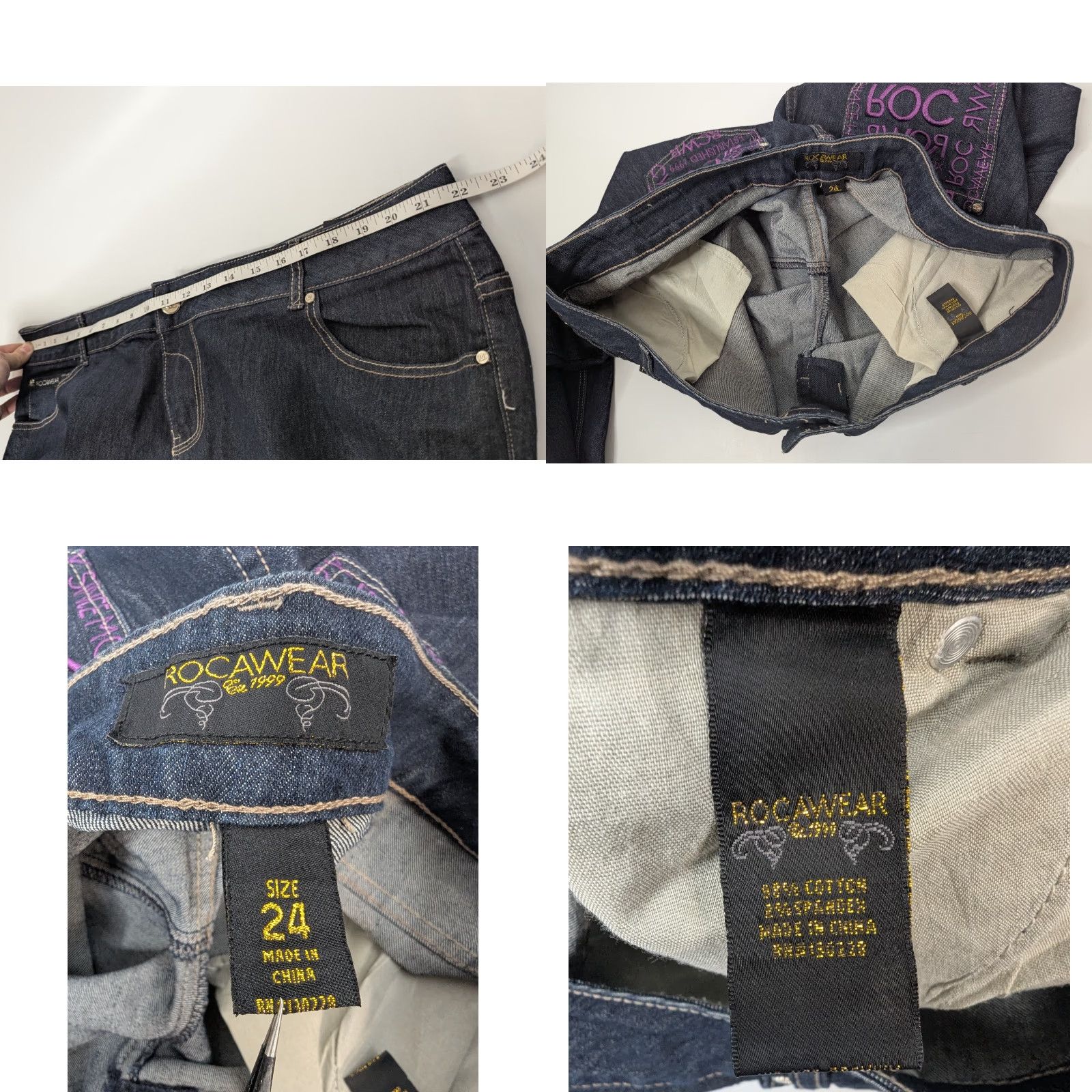 Rocawear Rocawear Jeans Women's Skinny 5-Pocket Denim Belt Loops Embroidered Purple Pocket Y2K Size 24 Blue Smooth Cotton Blend Regular Modern Size 42" / US 20 - 8 Thumbnail