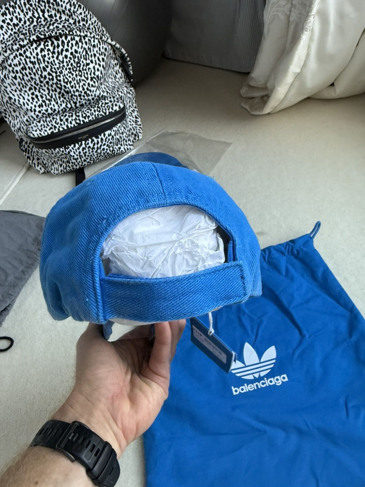 Adidas × Balenciaga Balenciaga x Adidas x Demna grail logo blue distressed cap Size ONE SIZE - 8 Thumbnail