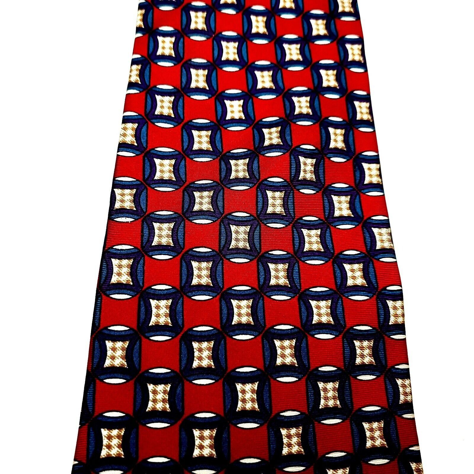 Christian Dior Monsieur Christian Dior Monsieur Silk Tie Print Short Wide Red Geomet Size ONE SIZE - 2 Thumbnail