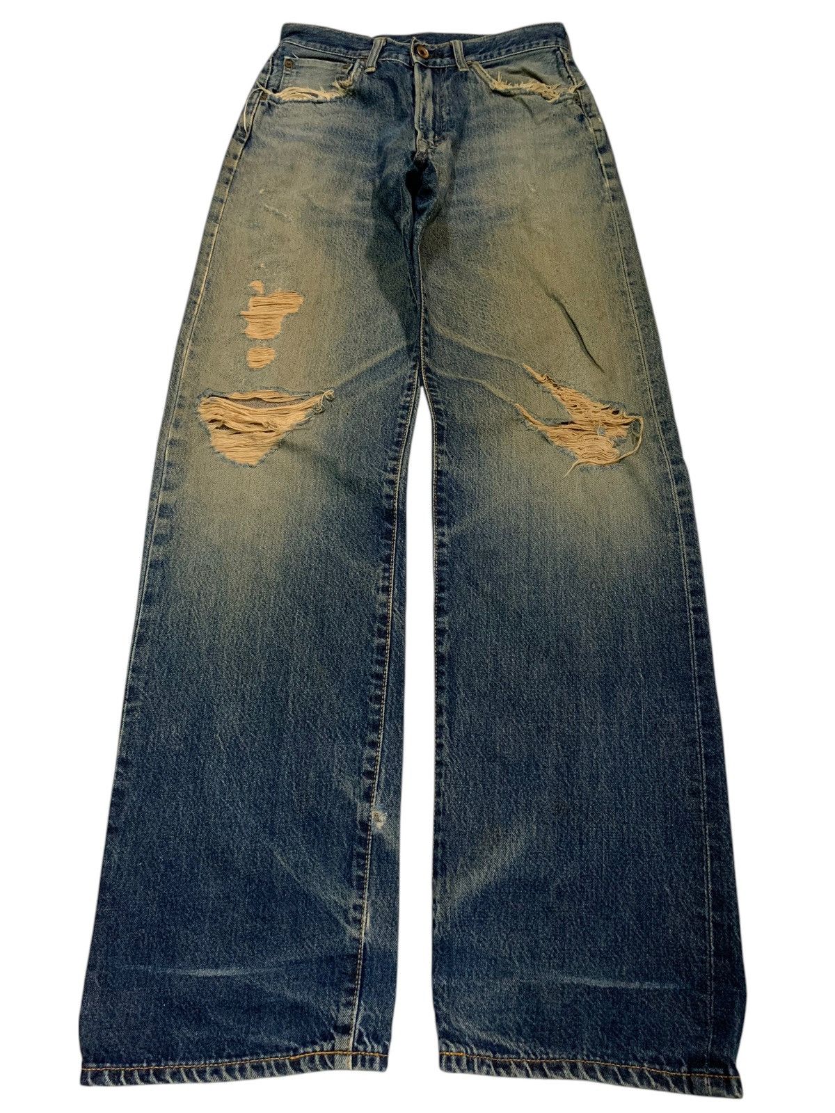 VTG EDWIN 505 SELVEDGE BAGGY FADED&RUSTY DISTRESSED DENIM