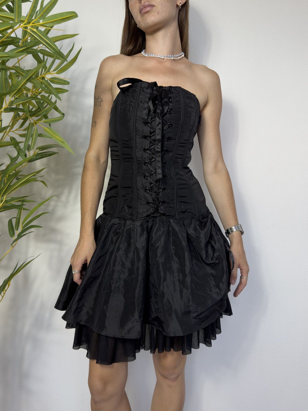 Vintage VINTAGE AVANT GARDE CORSET GOTHIC STYLE MINI DRESS Size S / US 4 / IT 40 - 3 Thumbnail