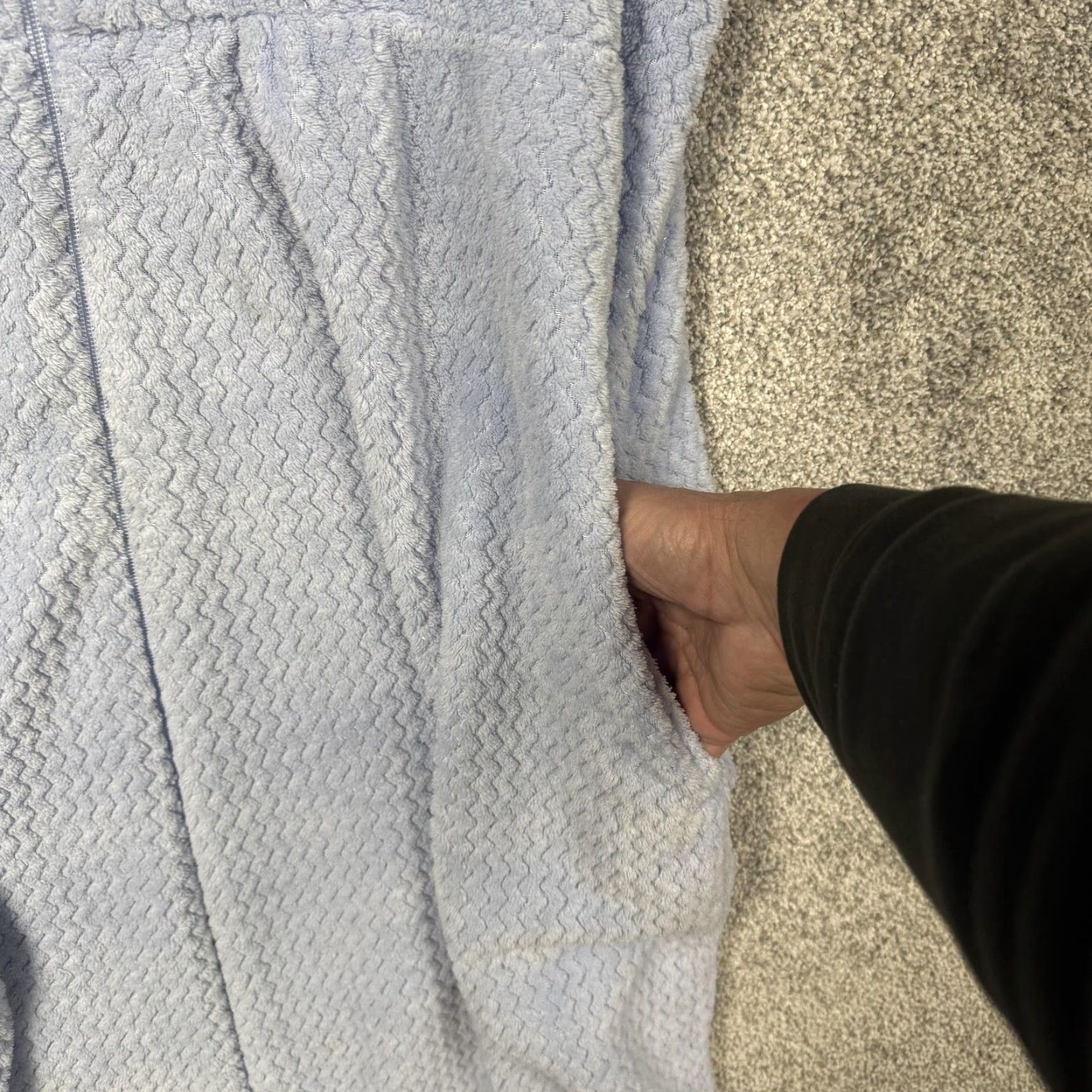 Vintage Stan Herman Robe Women XL Blue Fleece Kaftan Full Zip Mock Neck Lounge Housecoat Size ONE SIZE - 6 Thumbnail