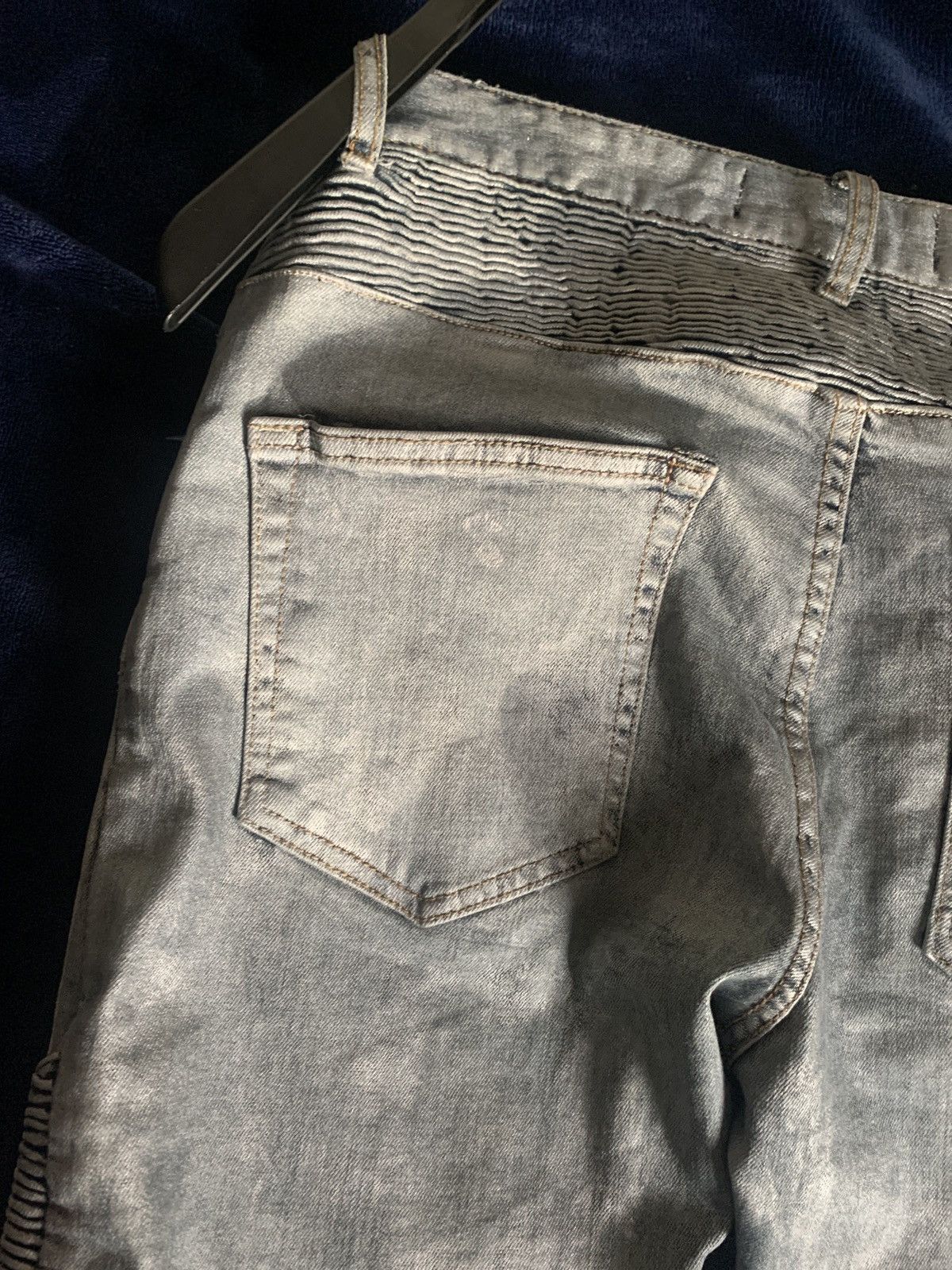 Other Custom Silver Biker Jeans Balmain Like 2000s Fashion Swag Size US 34 / EU 50 - 16 Thumbnail