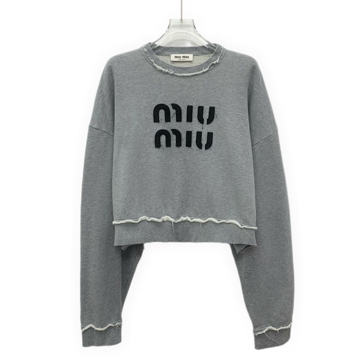 Miu Miu Miu Miu 22 Collection Grey Logo Long Sleeve Sweatshirt K26WX Size S / US 4 / IT 40 - 1 Thumbnail