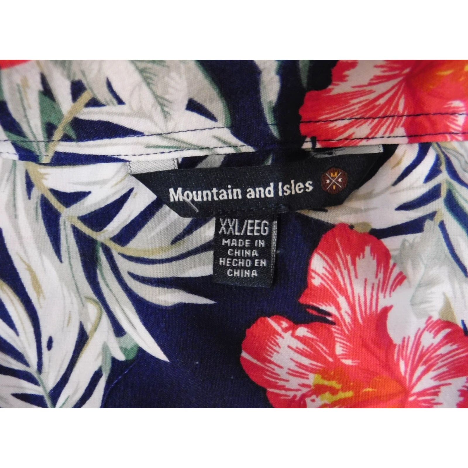 Vintage Mountain and Isles Shirt 2XL Blue Floral Hawaiian Button-Up Mens Size US XXL / EU 58 / 5 - 7 Thumbnail