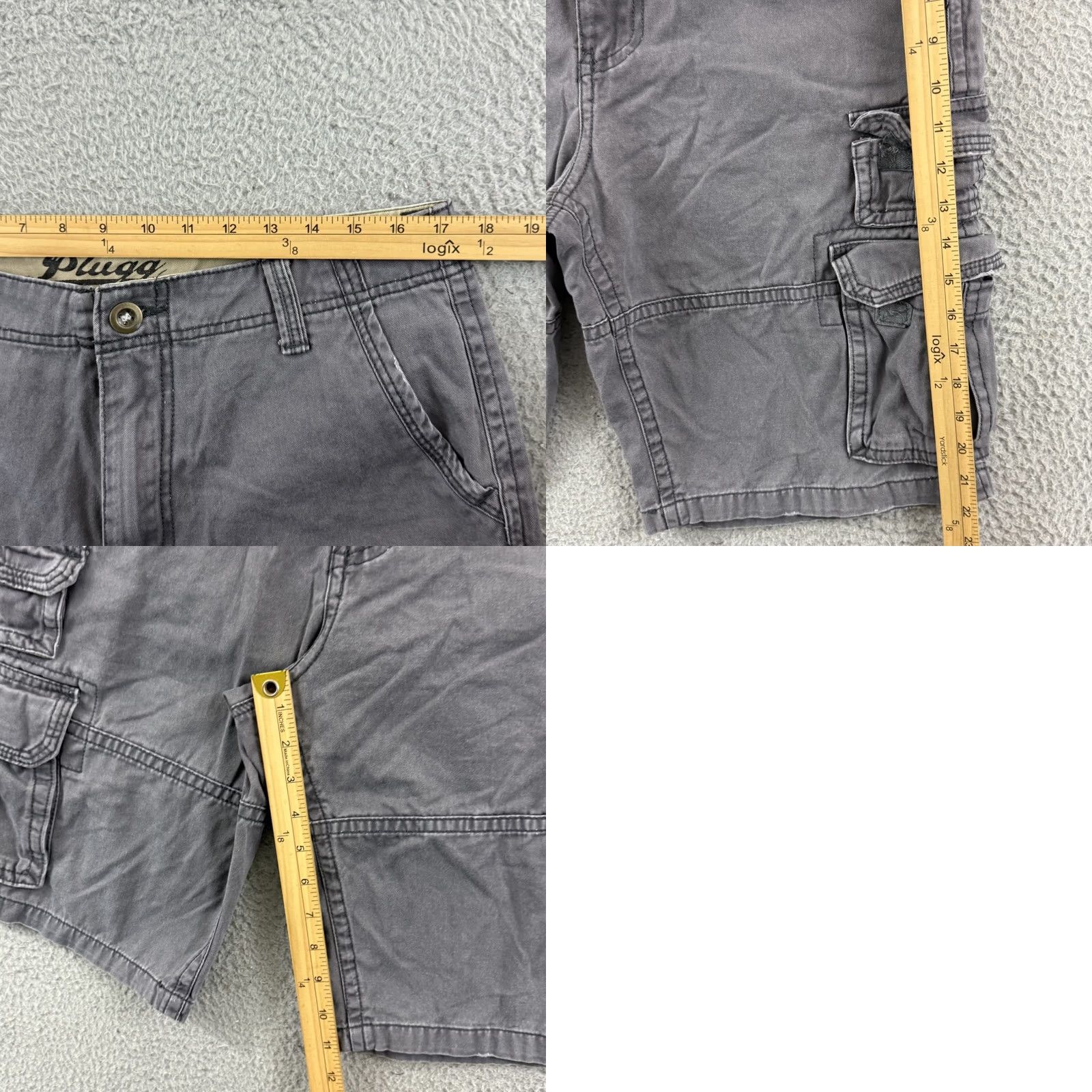 Vintage VINTAGE Plugg Cargo Shorts Mens 32 Gray Baggy 11" Inseam Zipper Pockets 90s Grunge Skater Outdoor Casual Workwear Size US 32 / EU 48 - 8 Thumbnail