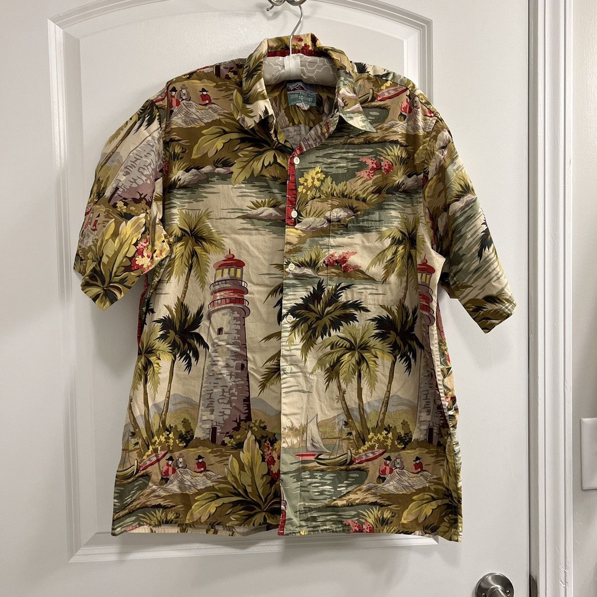 Reyn Spooner Reyn Spooner Hawaiian Shirt Lighthouse Island Boat Palm ...